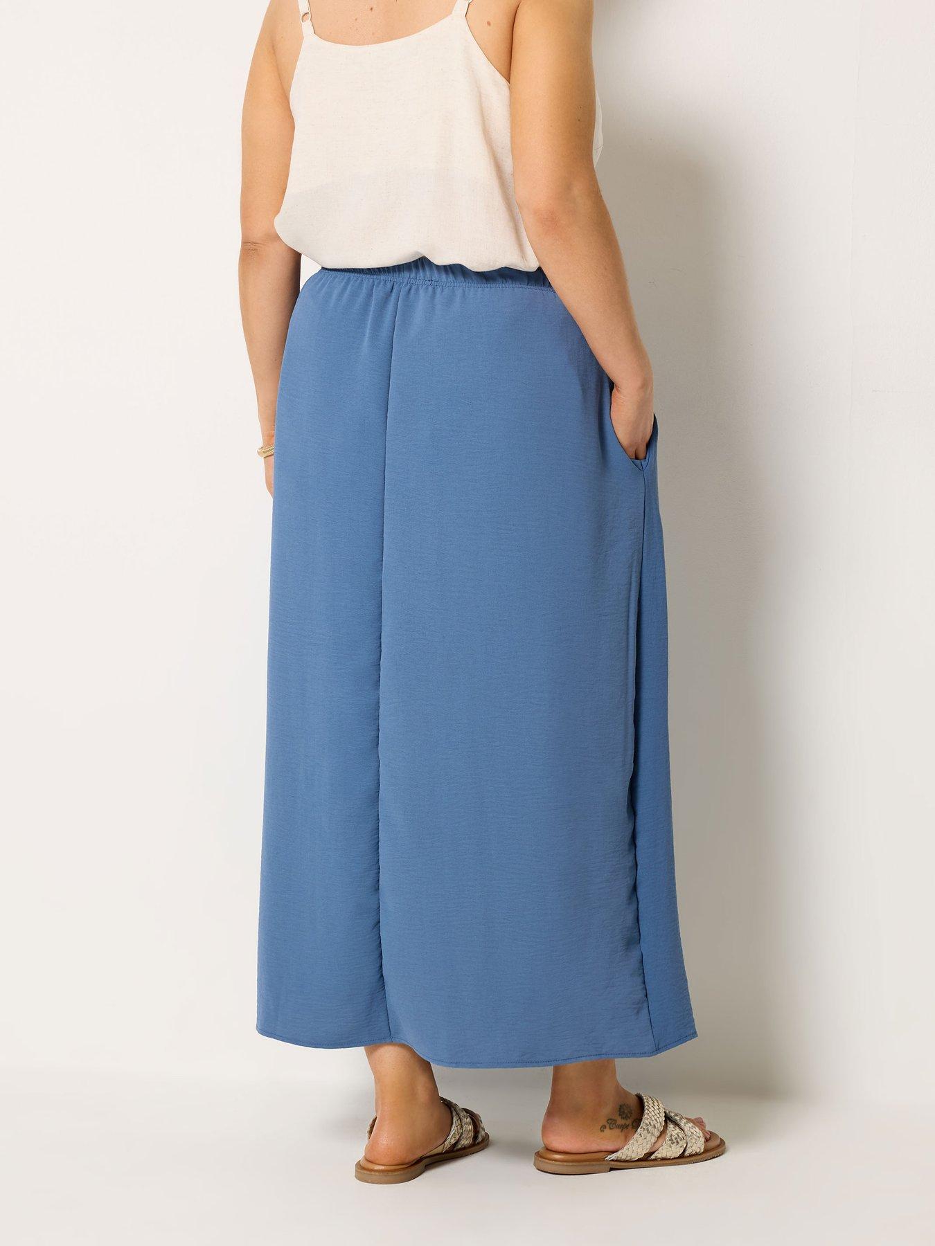 Image 2 of 5 of Yours Curve Airflow Midi Skirt - Blue