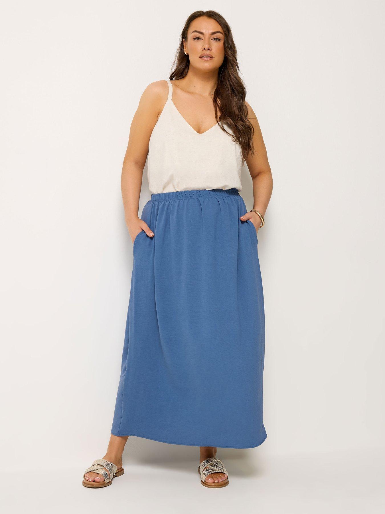 Image 3 of 5 of Yours Curve Airflow Midi Skirt - Blue