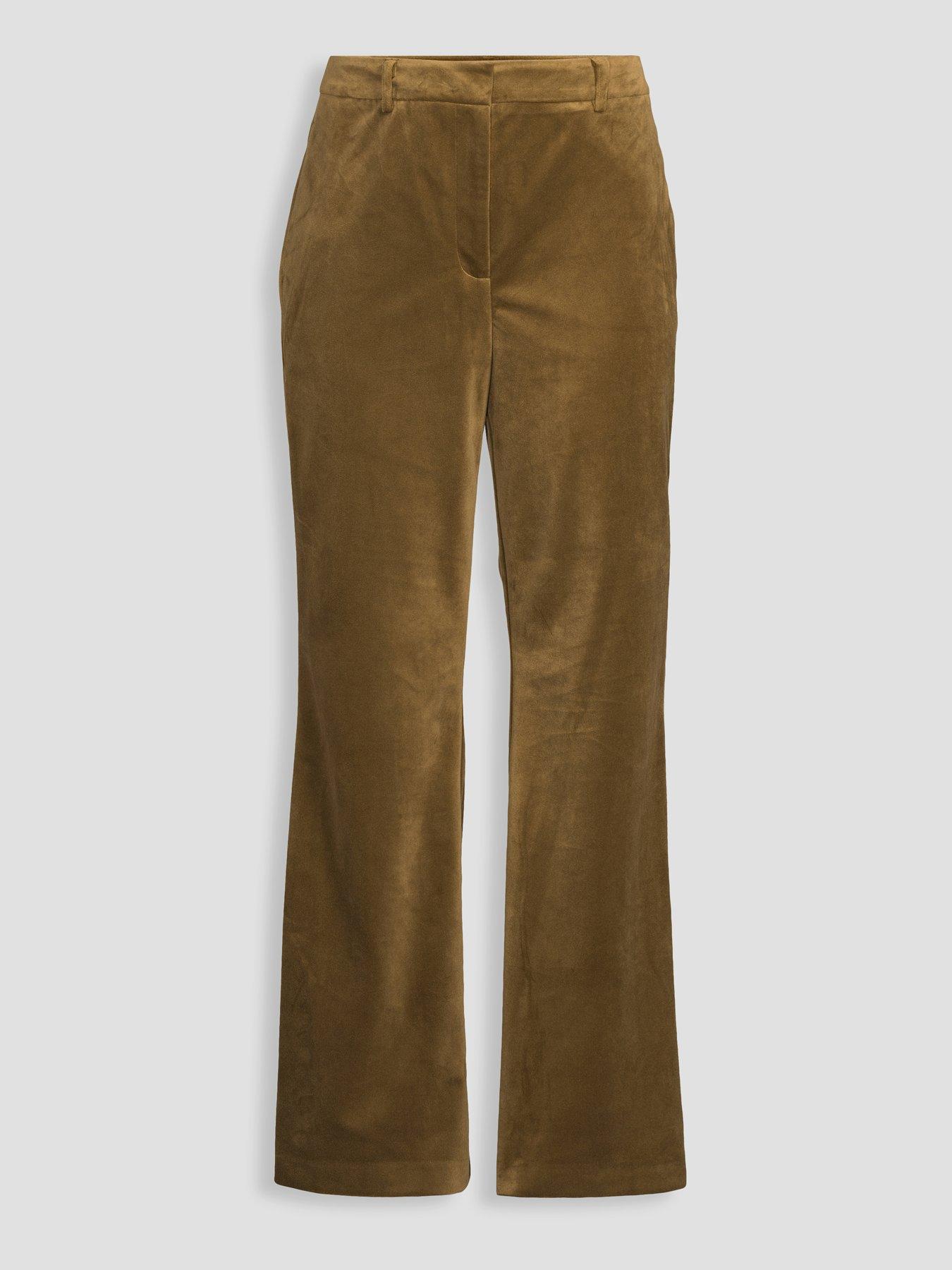 Image 7 of 7 of The Very Collection Womens Wide Leg &nbsp;Velvet Trousers - Khaki