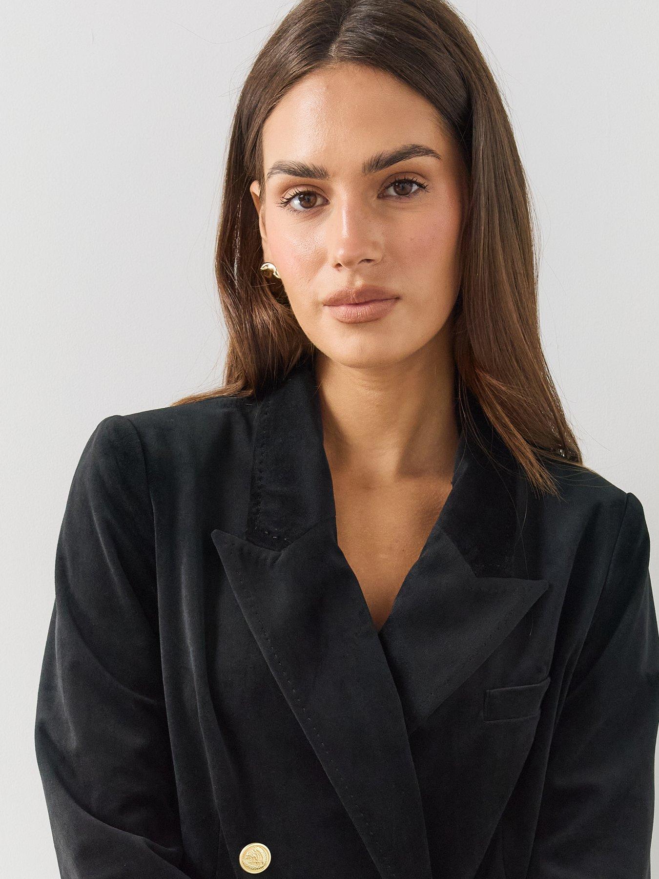 Image 4 of 6 of The Very Collection Women's Velvet Military Blazer - Black