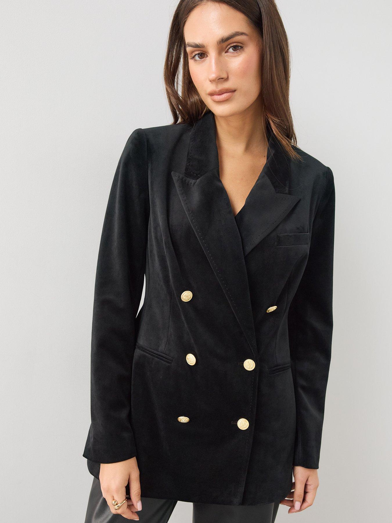Image 5 of 6 of The Very Collection Women's Velvet Military Blazer - Black