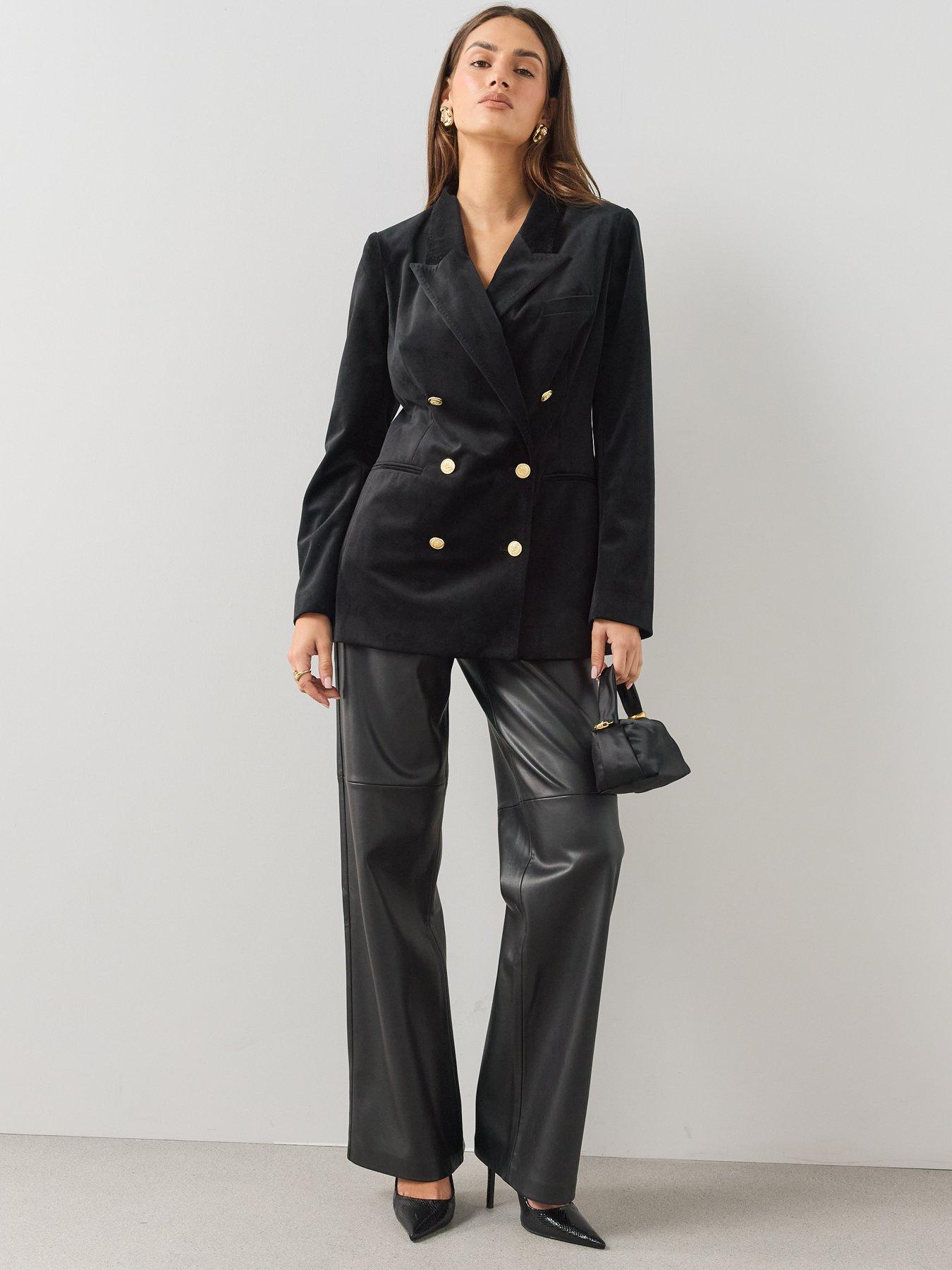 Image 6 of 6 of The Very Collection Women's Velvet Military Blazer - Black