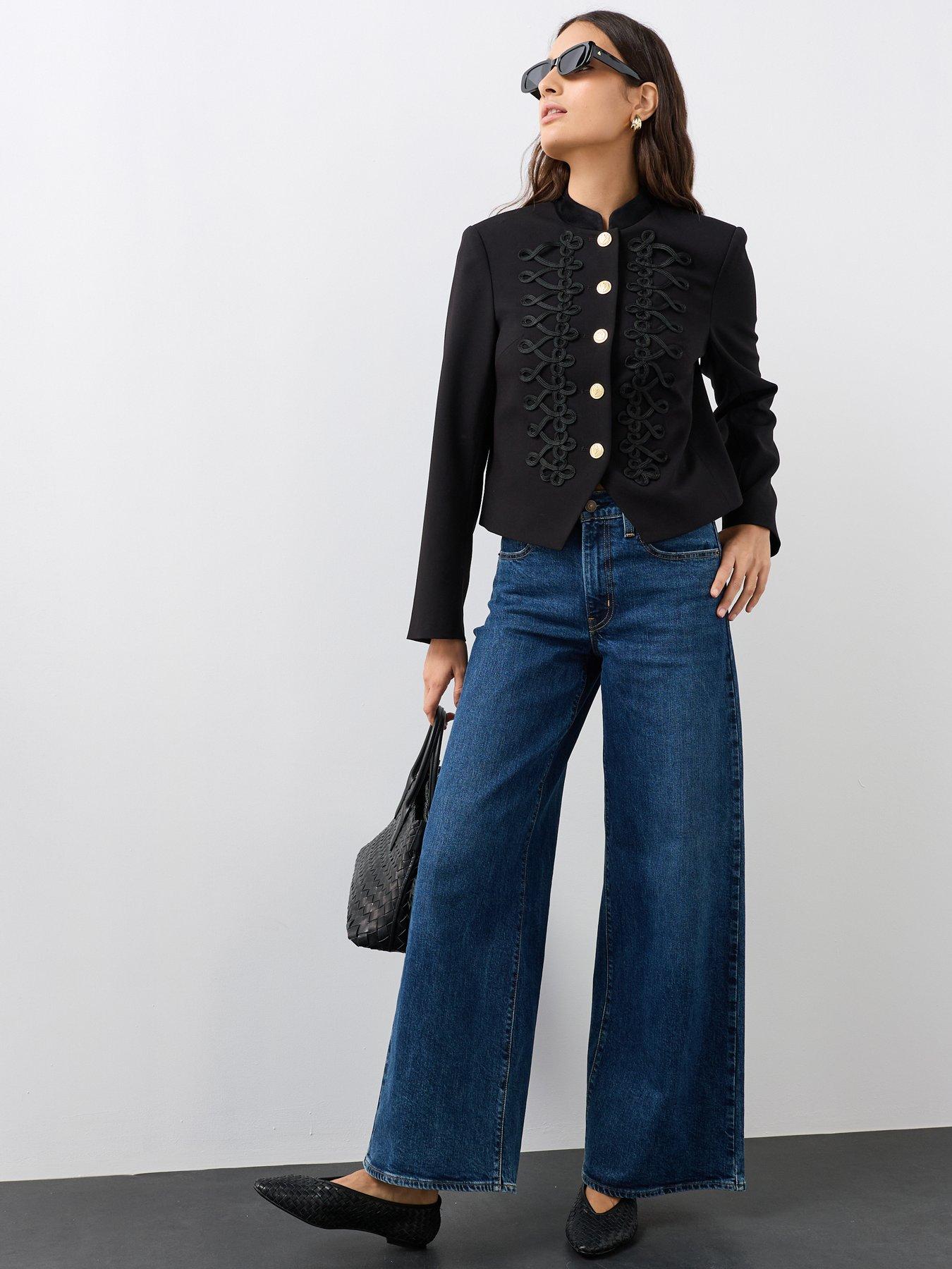Image 1 of 7 of The Very Collection Women's Napoleon Jacket With Military Braid Detail - Black