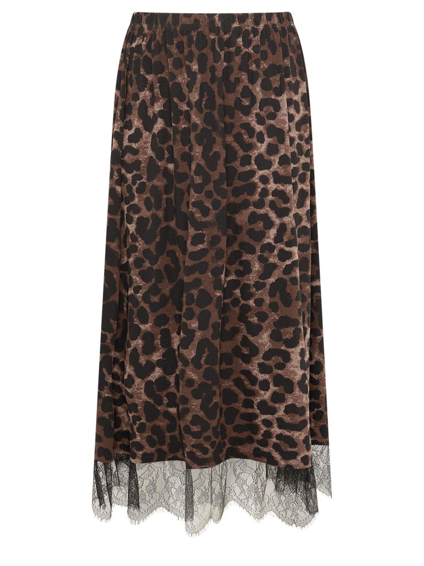 Image 5 of 5 of Yours Curve Chocolate Leopard Maxi Skirt - Brown