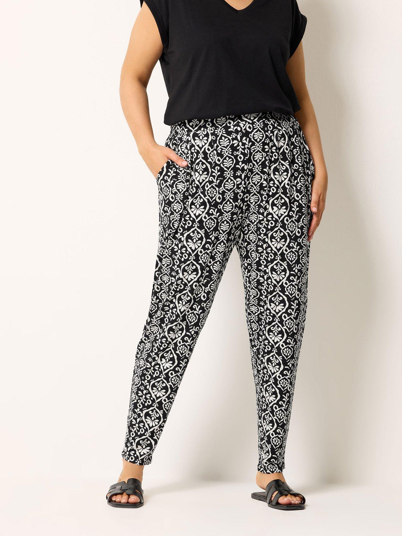 Yours Curve Double Pleat Harem Ikat Trousers Regular