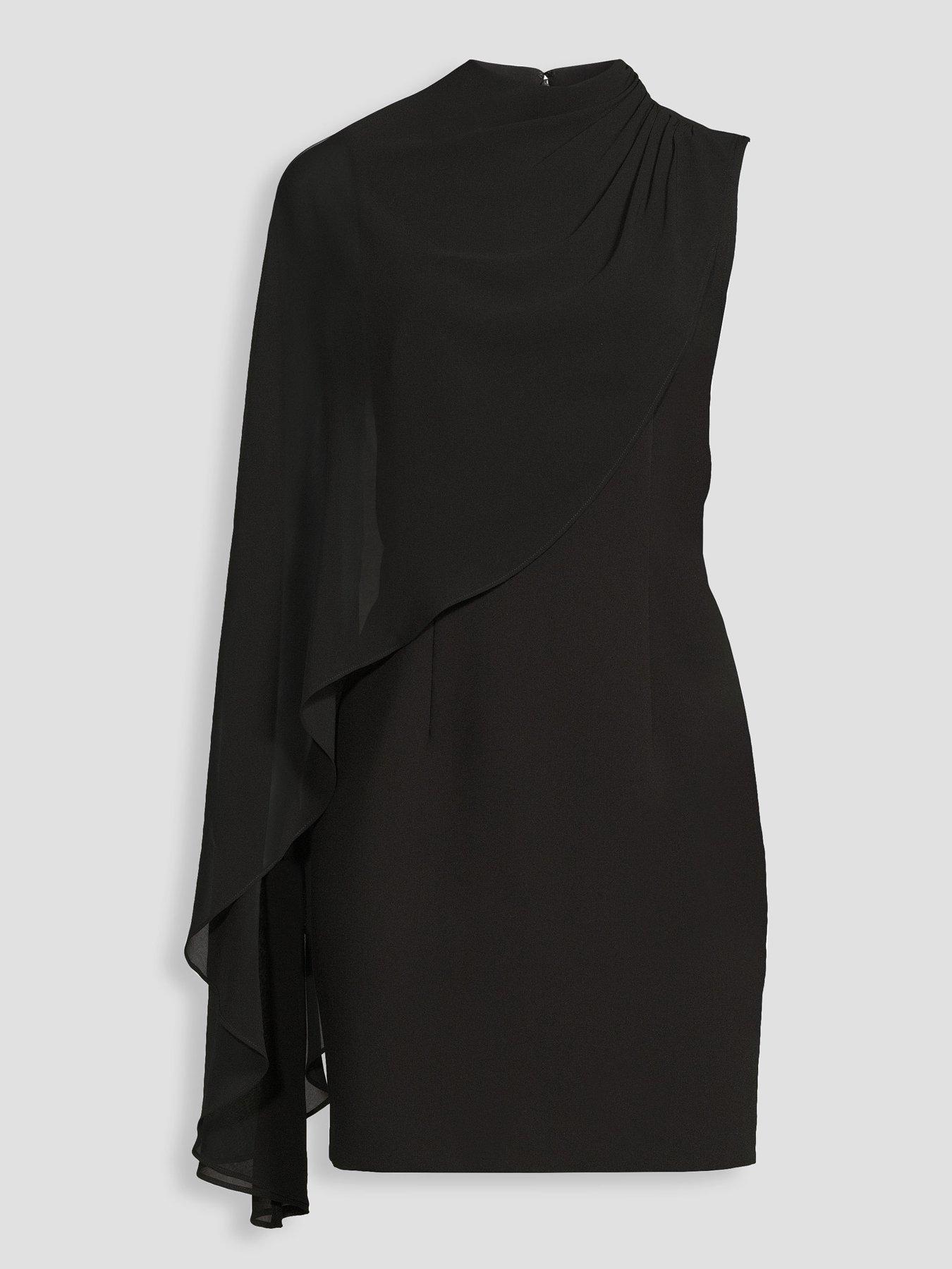 Image 7 of 7 of The Very Collection Womens One Shoulder Chiffon Overlay Mini Dress - Black