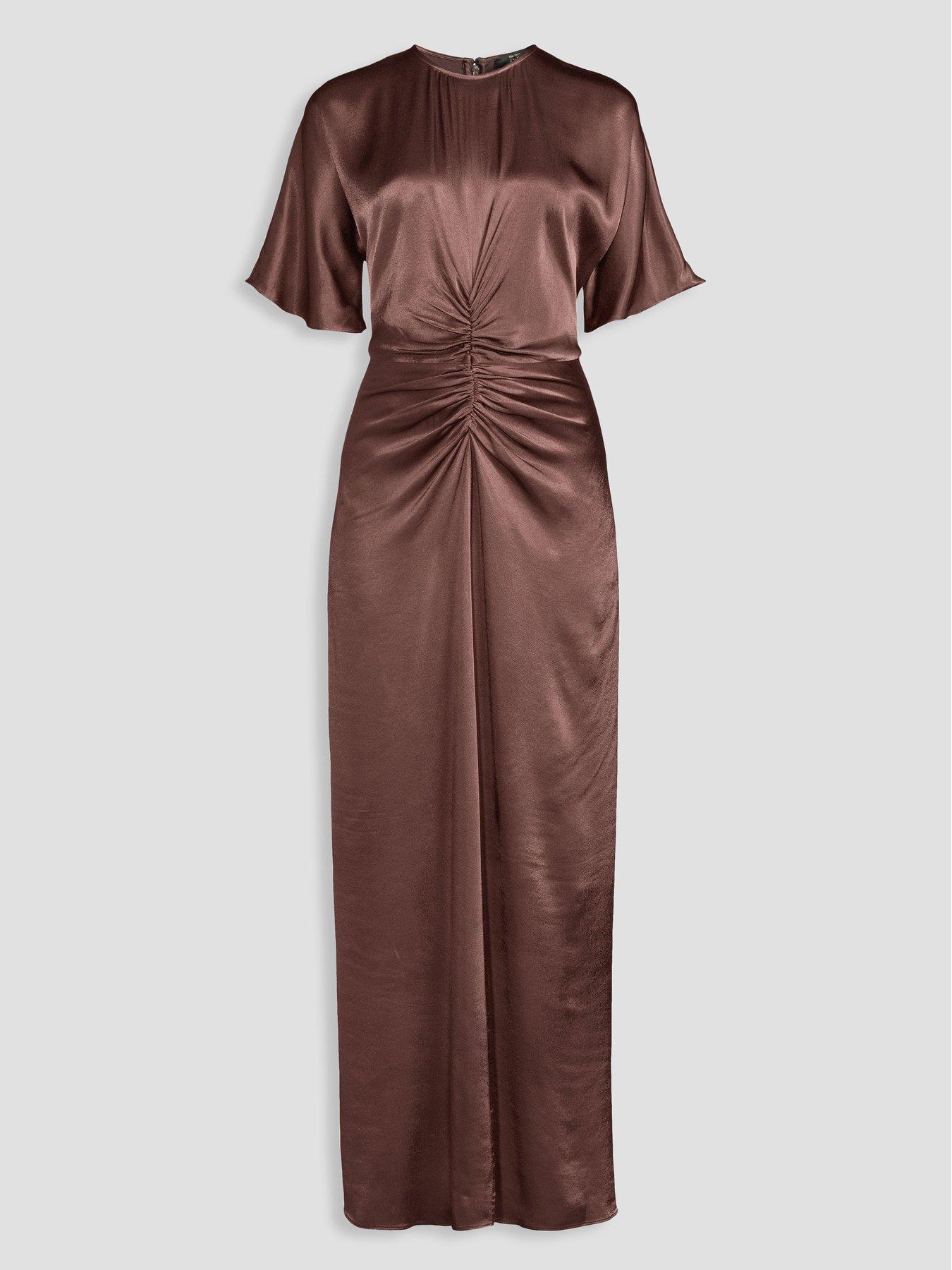 Image 7 of 7 of The Very Collection Satin Ruched Detail Maxi Dress