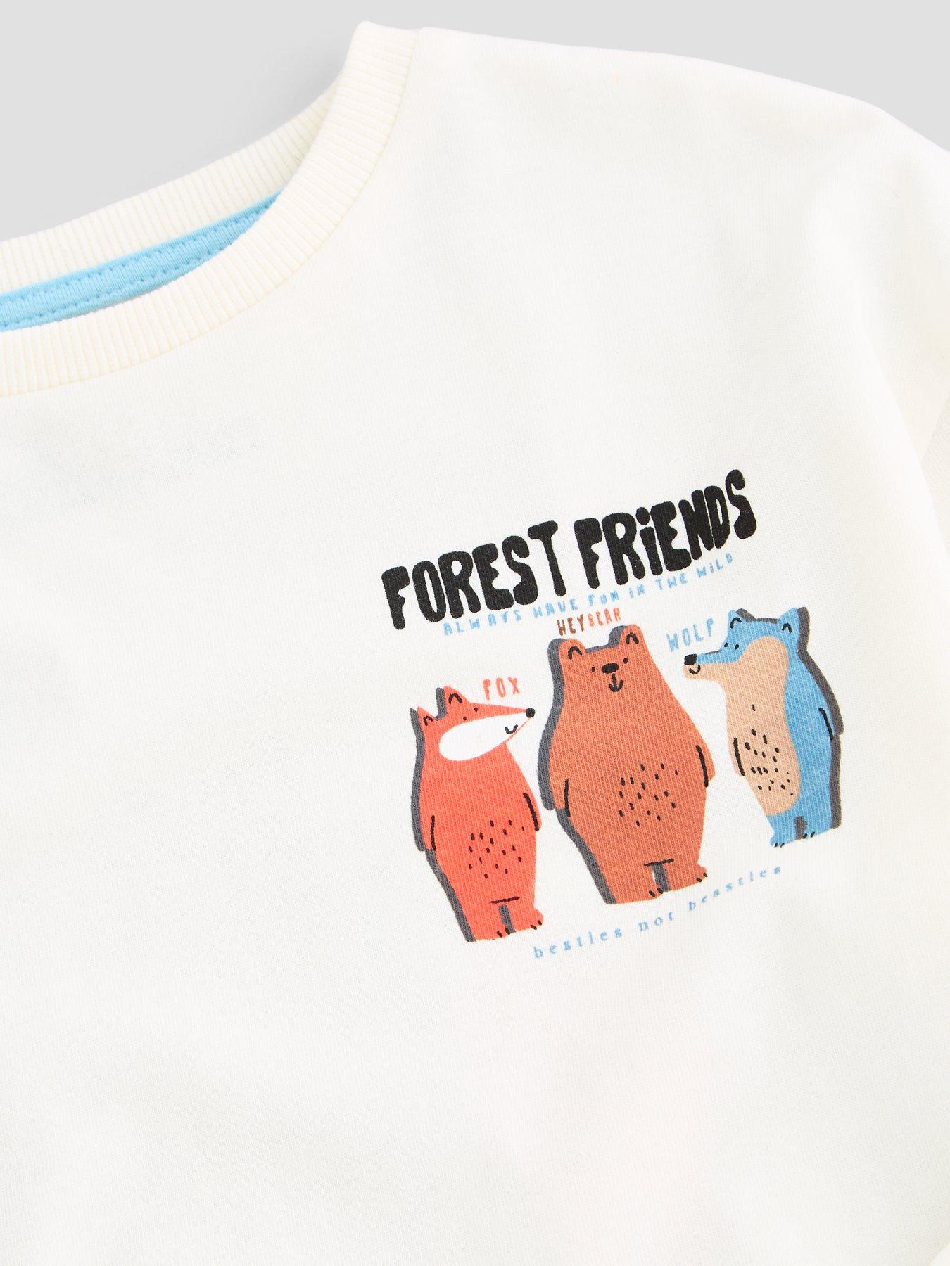 Image 4 of 6 of The Very Collection Boys' Cotton Rich Forest Friends Graphic T-Shirt (10 months - 7 years) - White