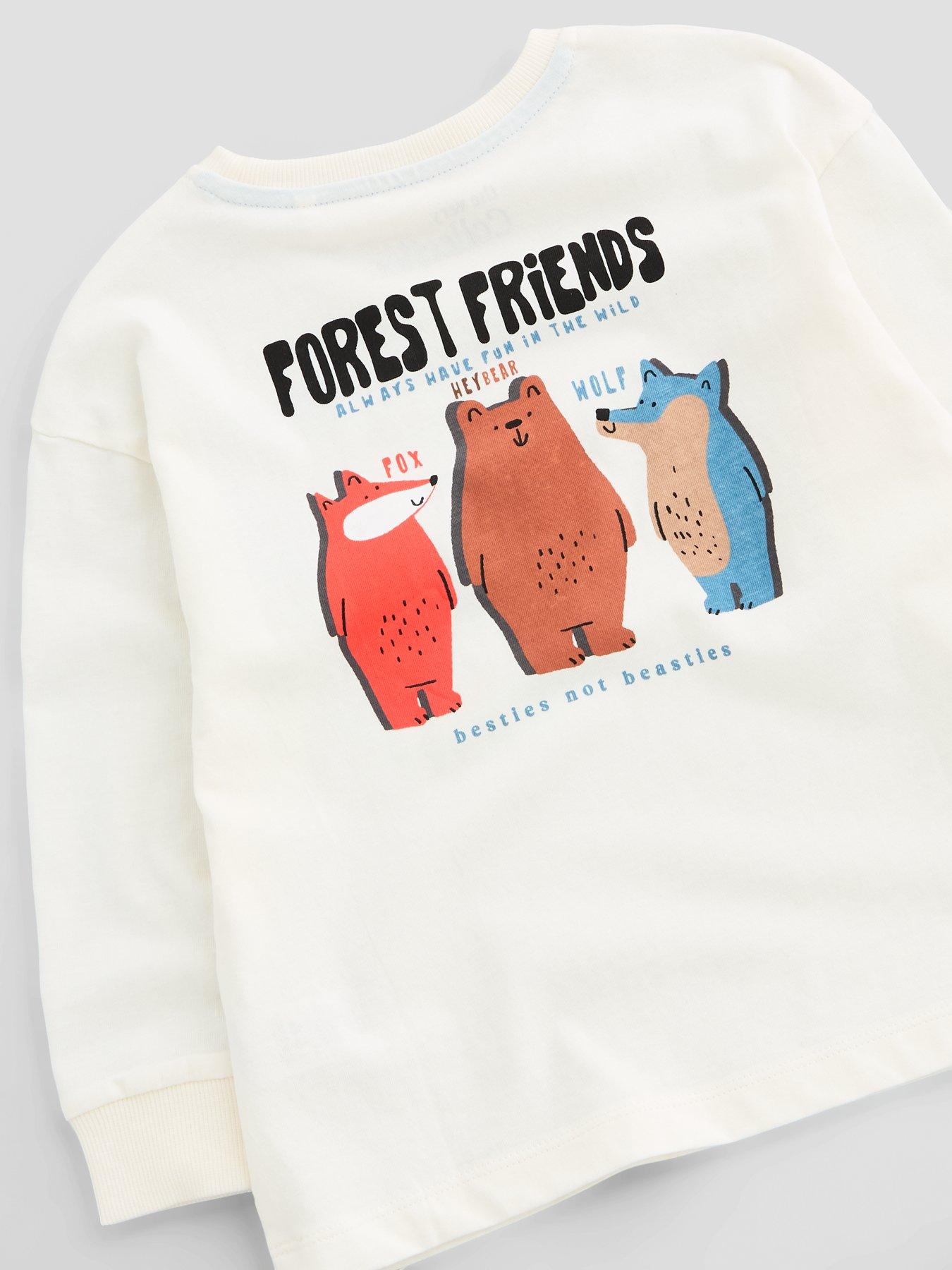 Image 5 of 6 of The Very Collection Boys' Cotton Rich Forest Friends Graphic T-Shirt (10 months - 7 years) - White