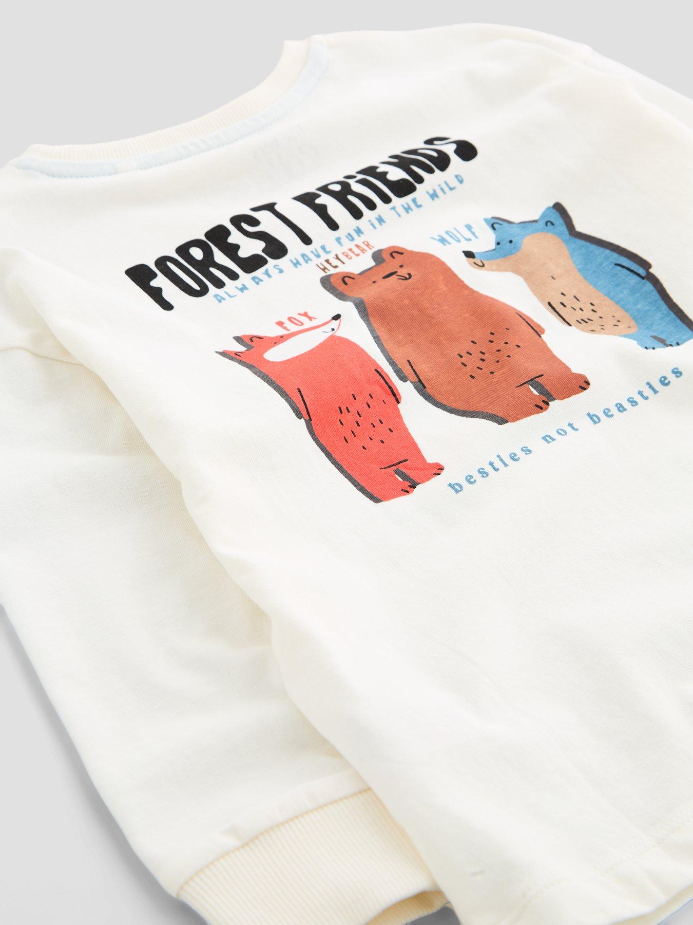 Image 6 of 6 of The Very Collection Boys' Cotton Rich Forest Friends Graphic T-Shirt (10 months - 7 years) - White