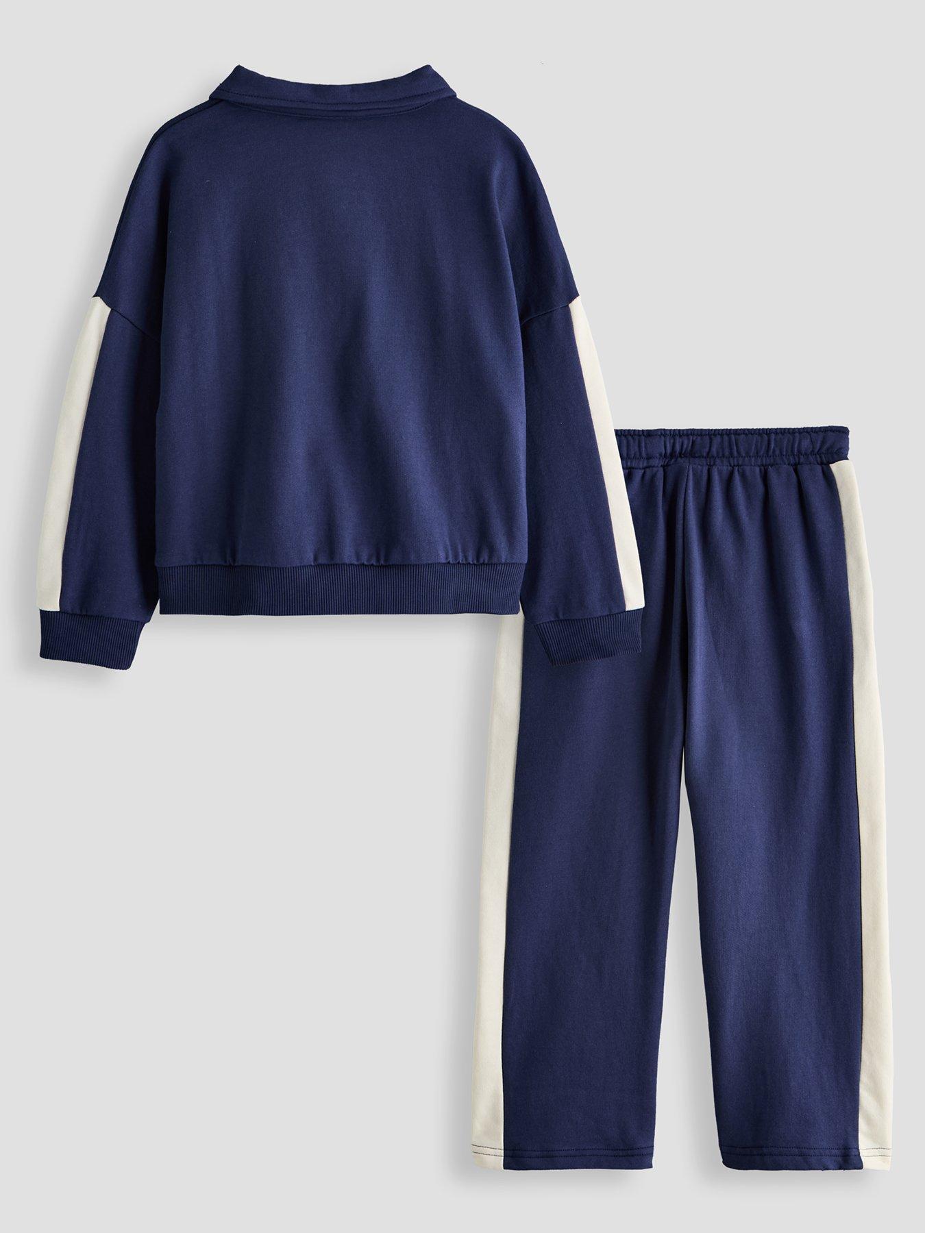 Image 2 of 5 of The Very Collection Boys Rugby Sweat Top and Joggers Outfit Set (9 months - 7 years) - Navy