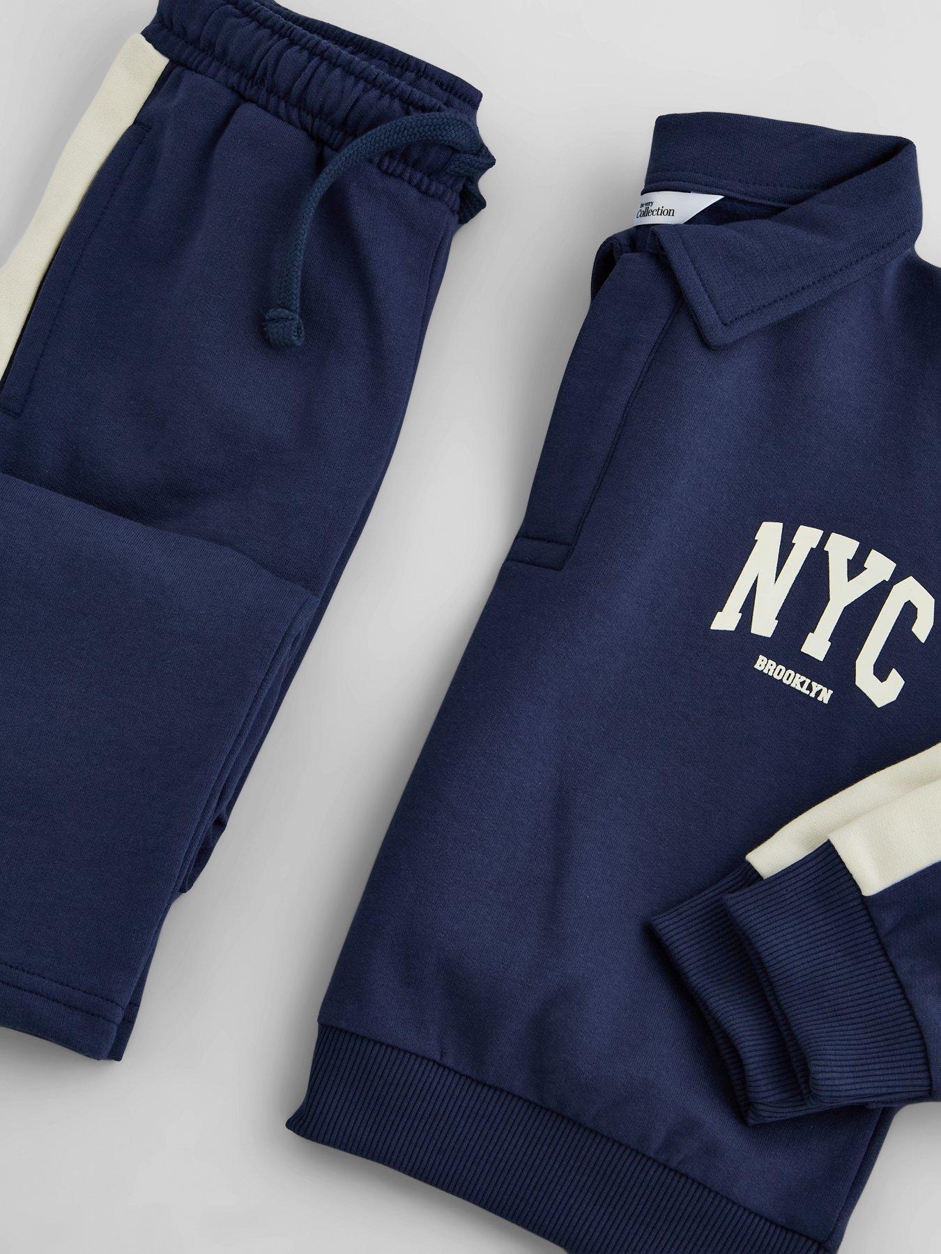 Image 3 of 5 of The Very Collection Boys Rugby Sweat Top and Joggers Outfit Set (9 months - 7 years) - Navy