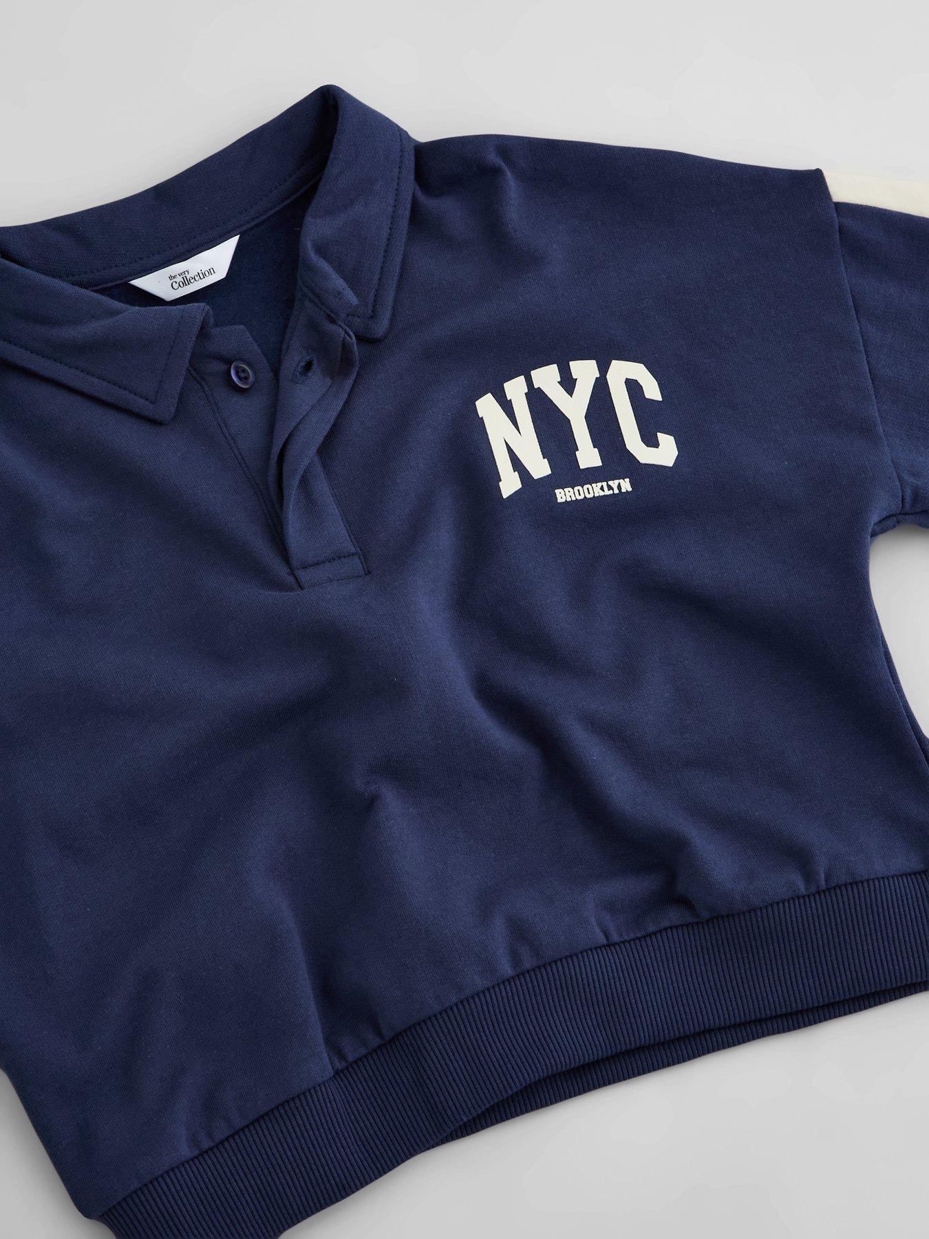 Image 4 of 5 of The Very Collection Boys Rugby Sweat Top and Joggers Outfit Set (9 months - 7 years) - Navy