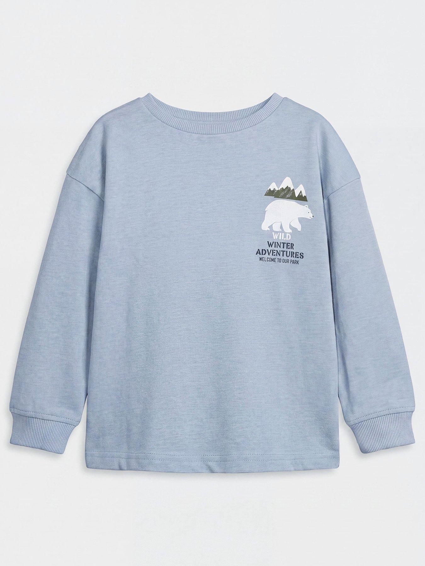Image 1 of 3 of The Very Collection Boys Cotton Rich Winter Adventures Graphic Long Sleeve Tshirt - Blue