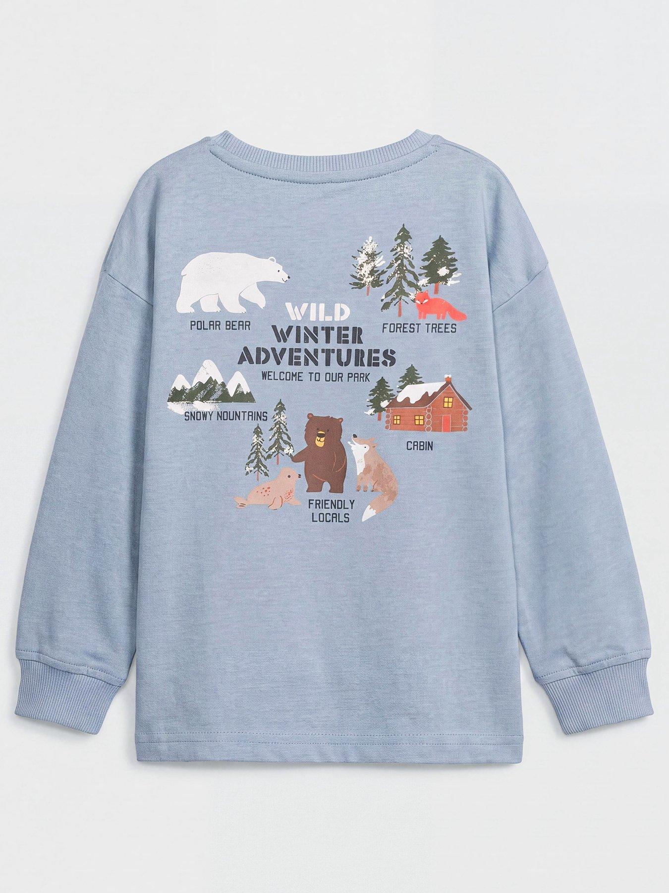 Image 2 of 3 of The Very Collection Boys Cotton Rich Winter Adventures Graphic Long Sleeve Tshirt - Blue