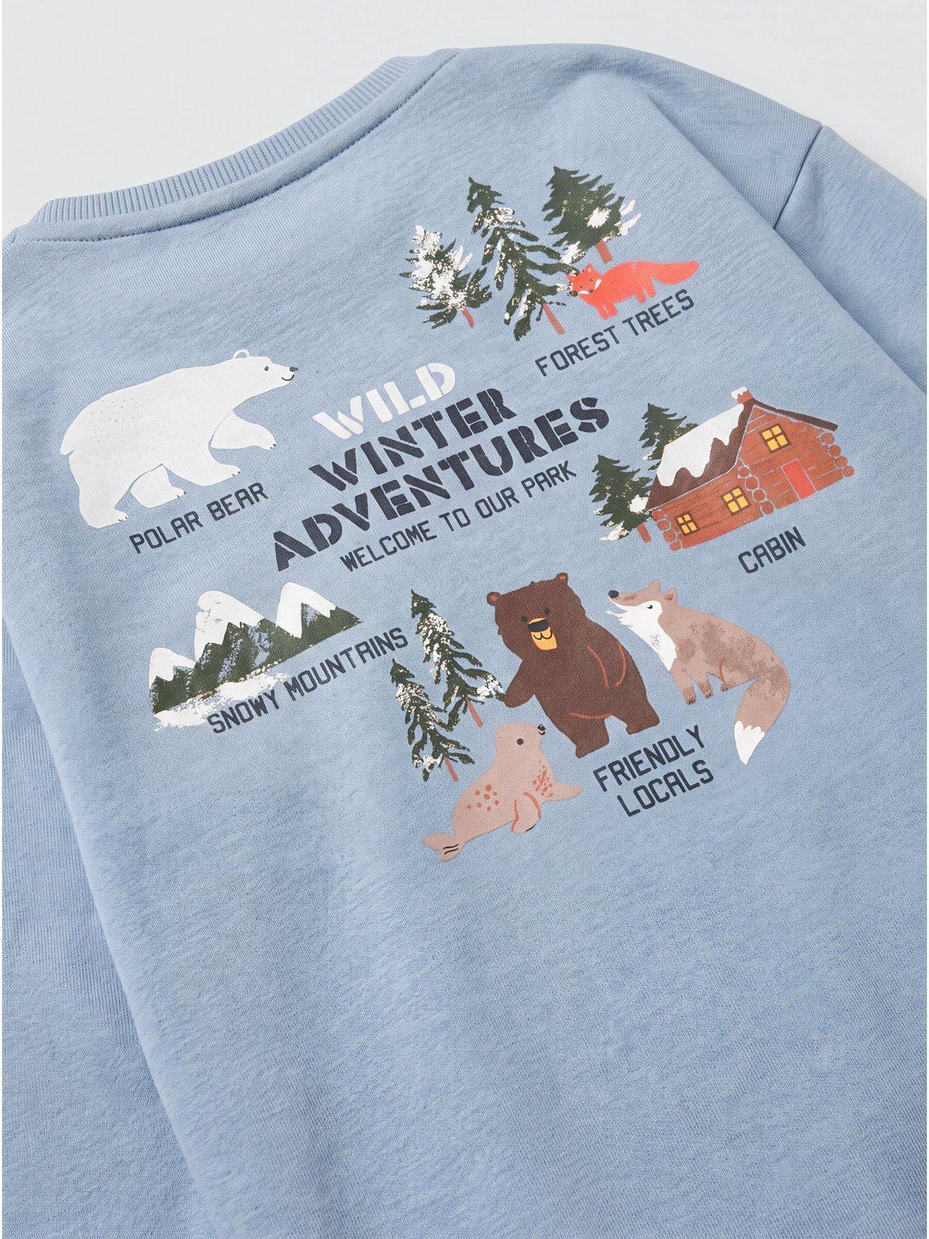 Image 3 of 3 of The Very Collection Boys Cotton Rich Winter Adventures Graphic Long Sleeve Tshirt - Blue