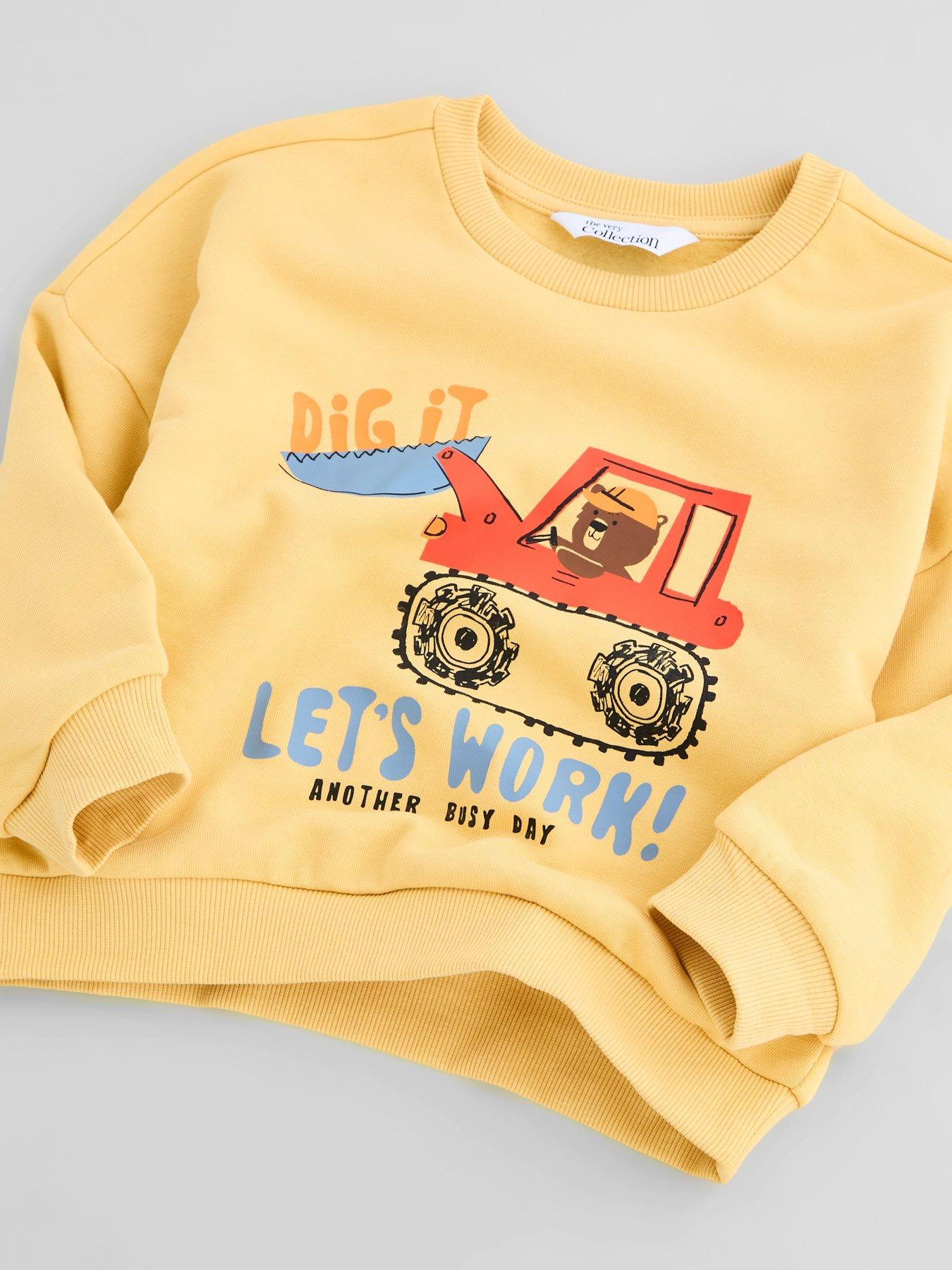 Image 3 of 5 of The Very Collection Boys' Cotton Rich Bear Tractor Sweatshirt (9 months - 7 years) - Beige