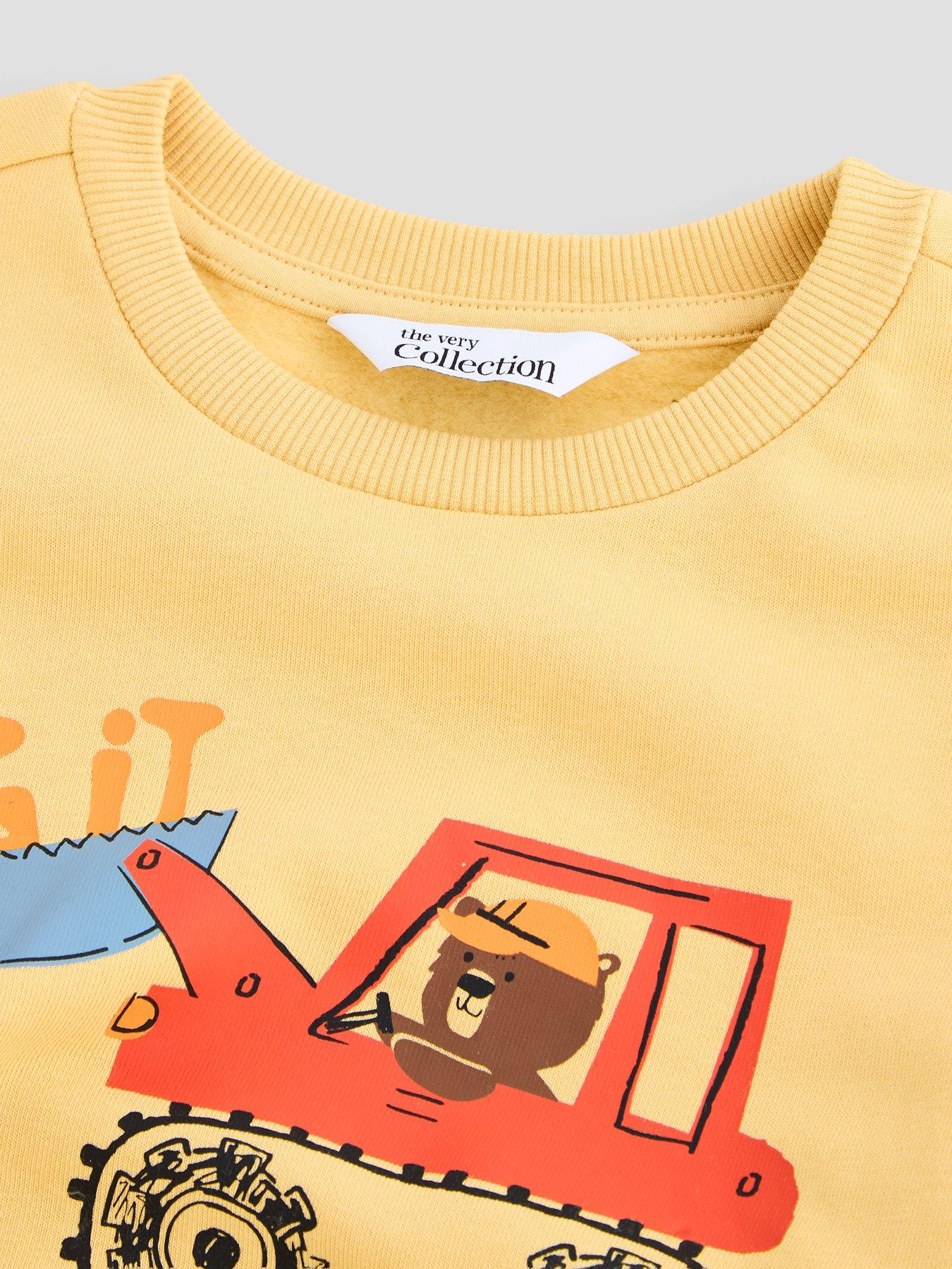 Image 4 of 5 of The Very Collection Boys' Cotton Rich Bear Tractor Sweatshirt (9 months - 7 years) - Beige