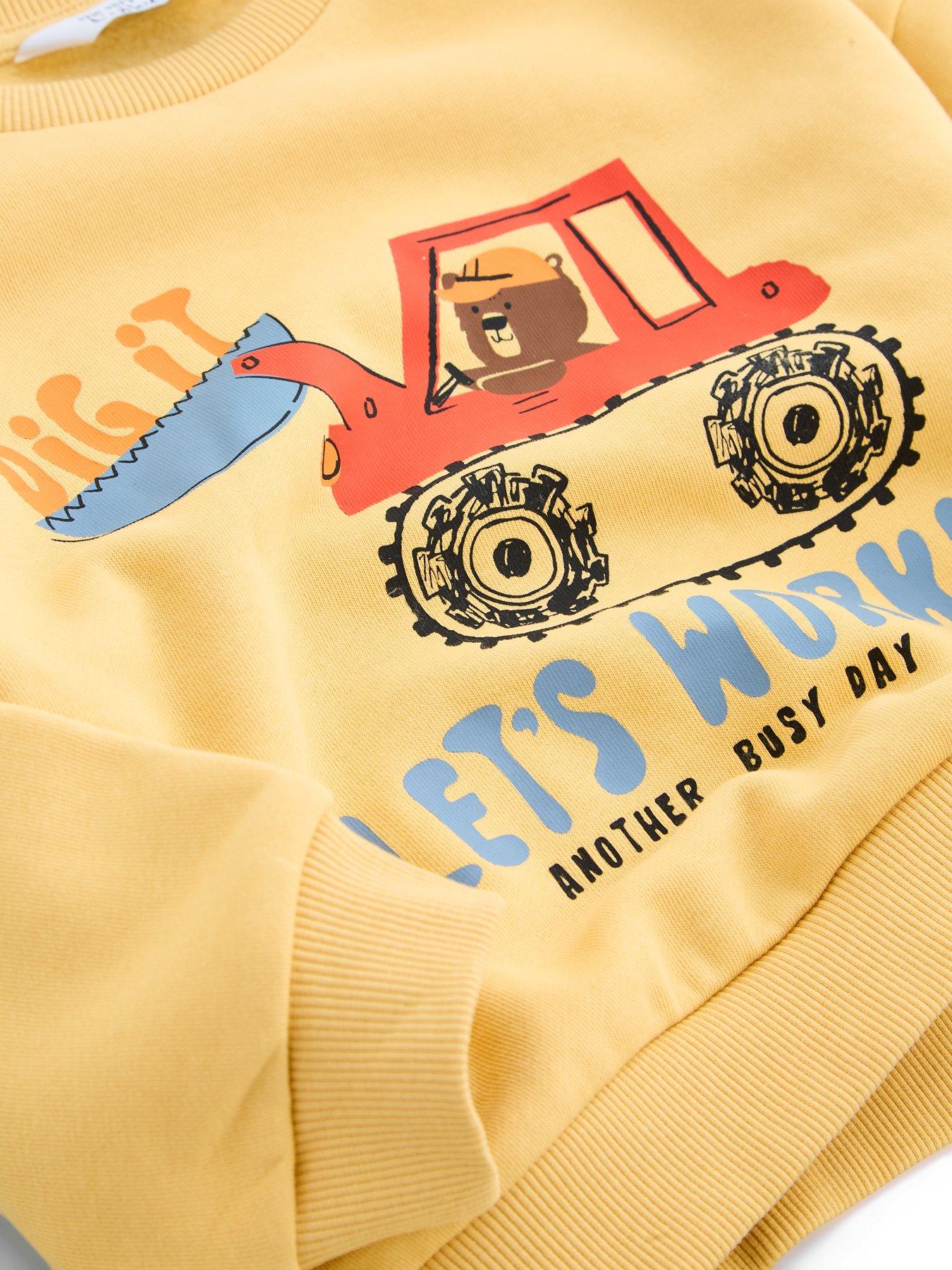 Image 5 of 5 of The Very Collection Boys' Cotton Rich Bear Tractor Sweatshirt (9 months - 7 years) - Beige