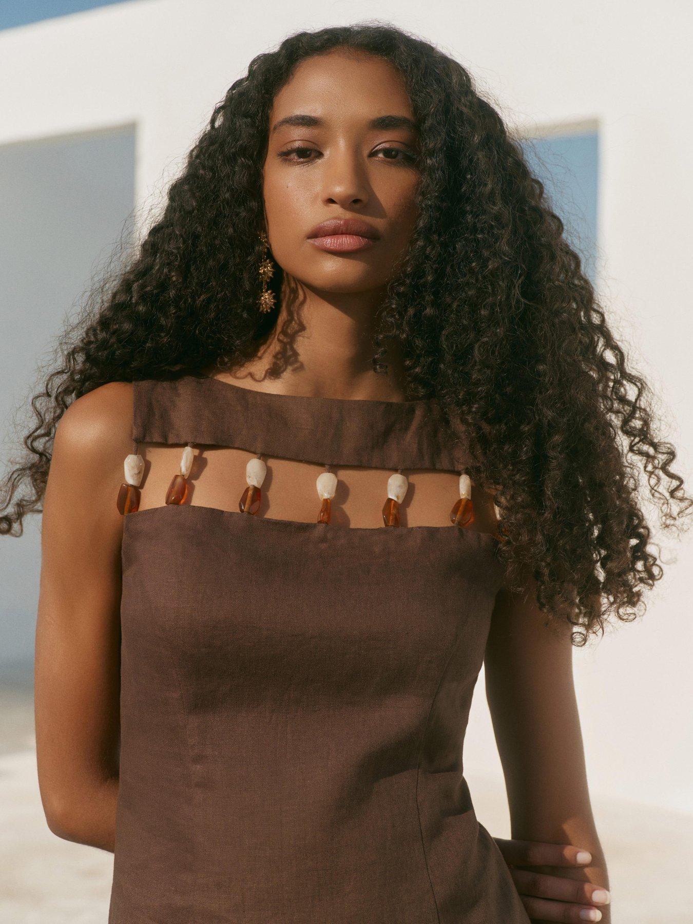 mint-velvet-bead-detail-linen-shift-dress-brownback