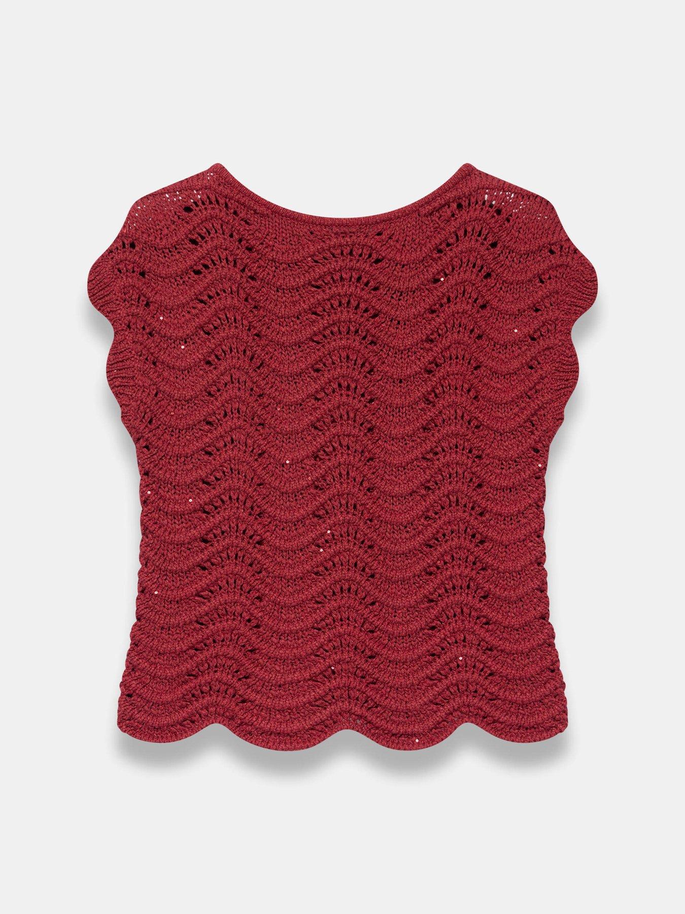Image 5 of 6 of Mint Velvet Sparkle Stitch Top - Red