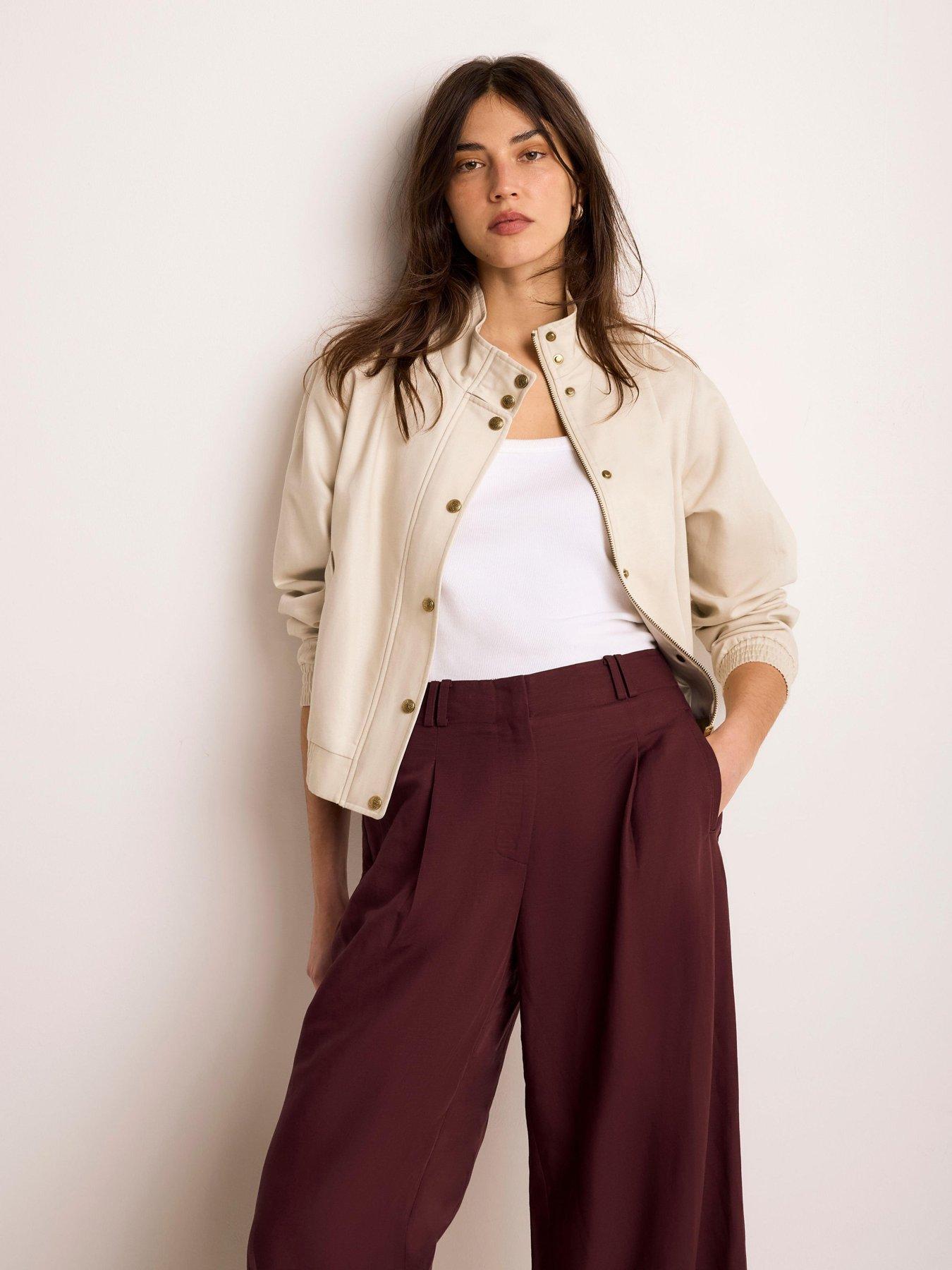 Image 1 of 6 of Mint Velvet Neutral Cotton Bomber Jacket