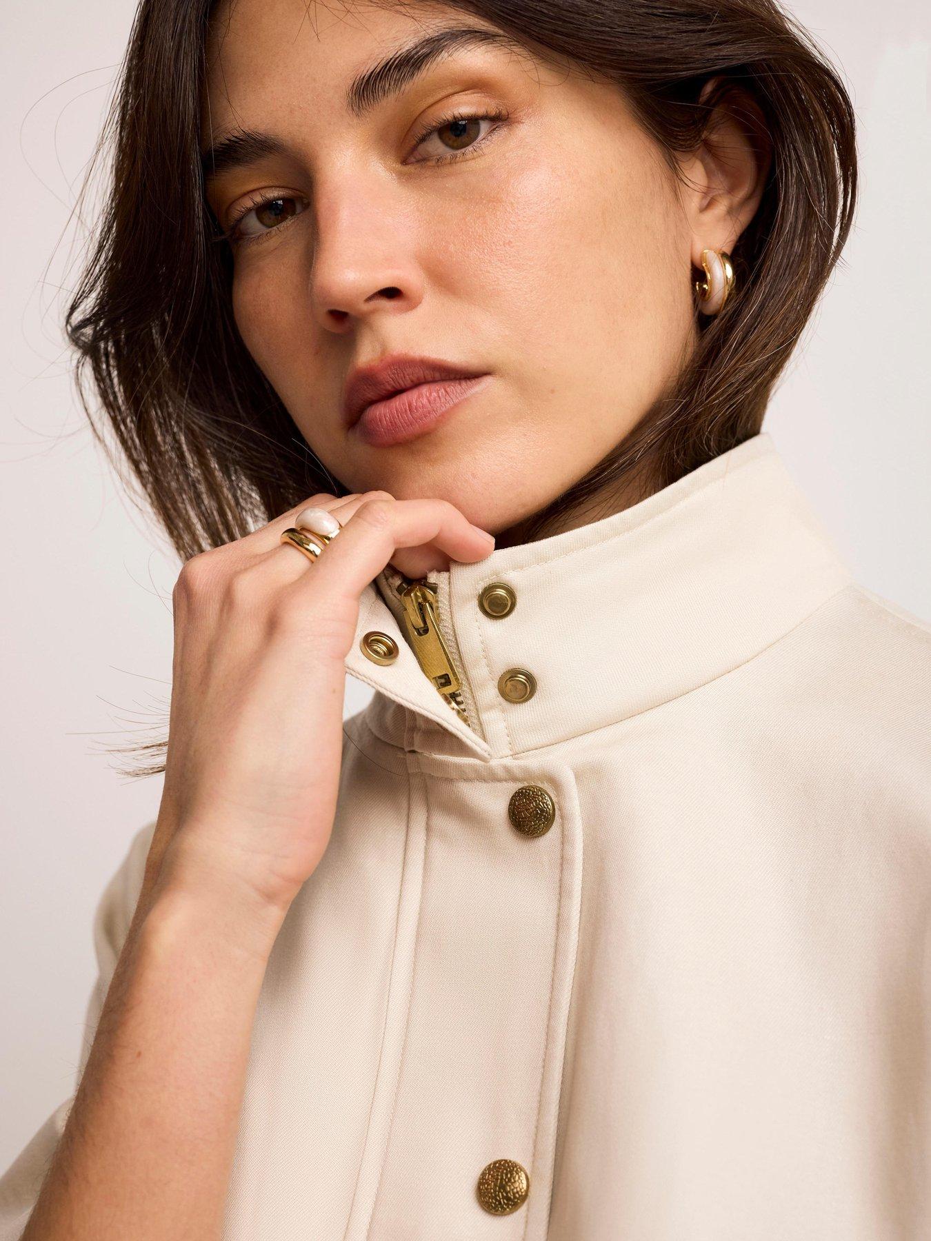 Image 3 of 6 of Mint Velvet Neutral Cotton Bomber Jacket