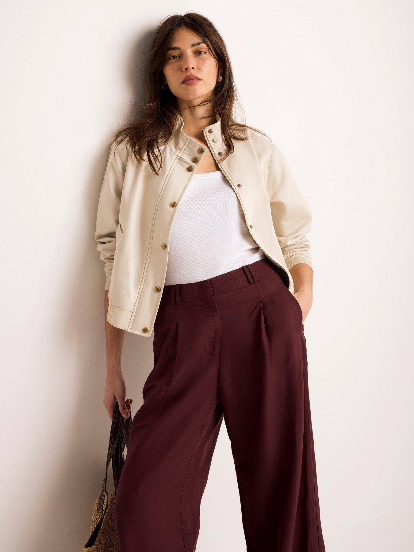 Image 4 of 6 of Mint Velvet Neutral Cotton Bomber Jacket
