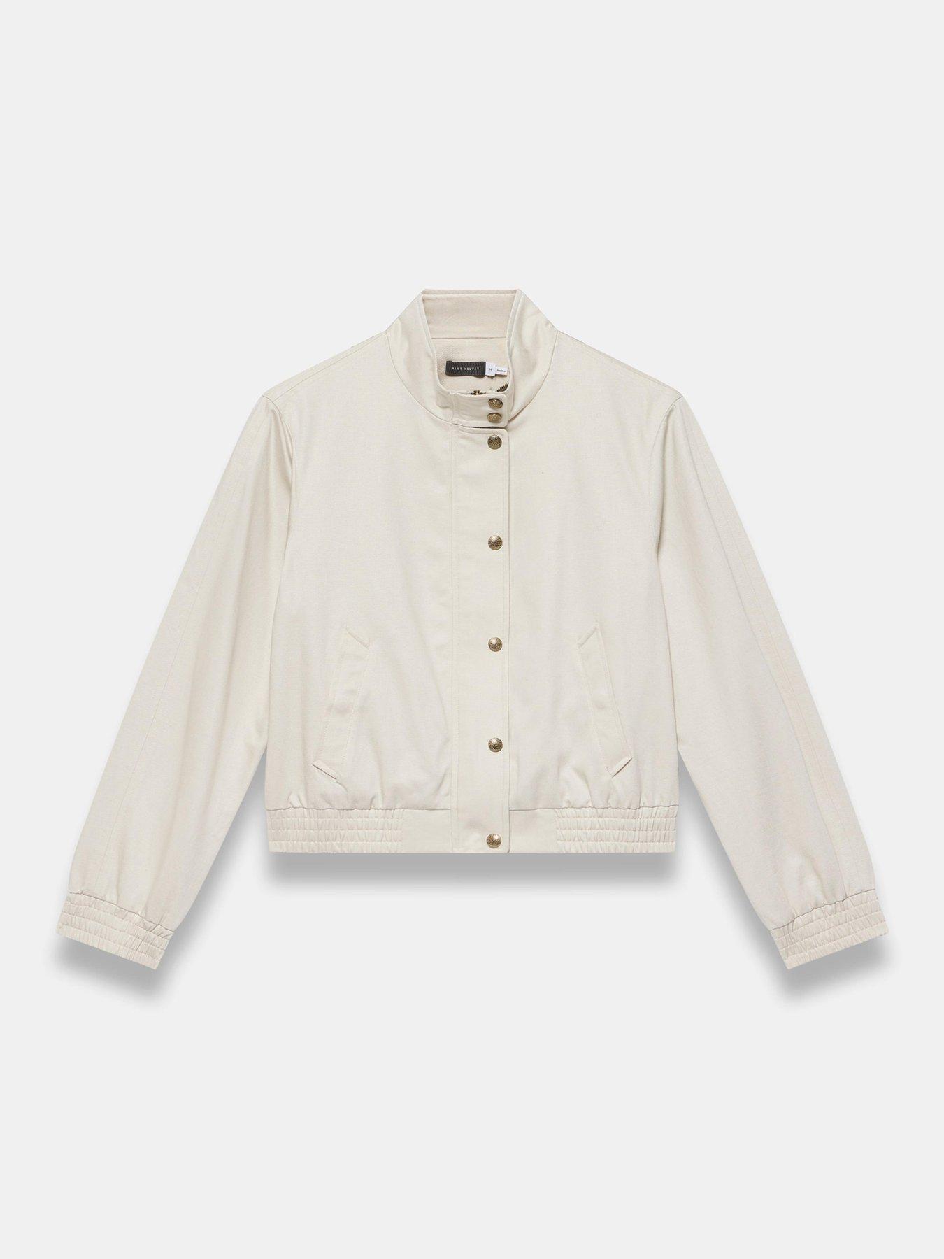 Image 5 of 6 of Mint Velvet Neutral Cotton Bomber Jacket