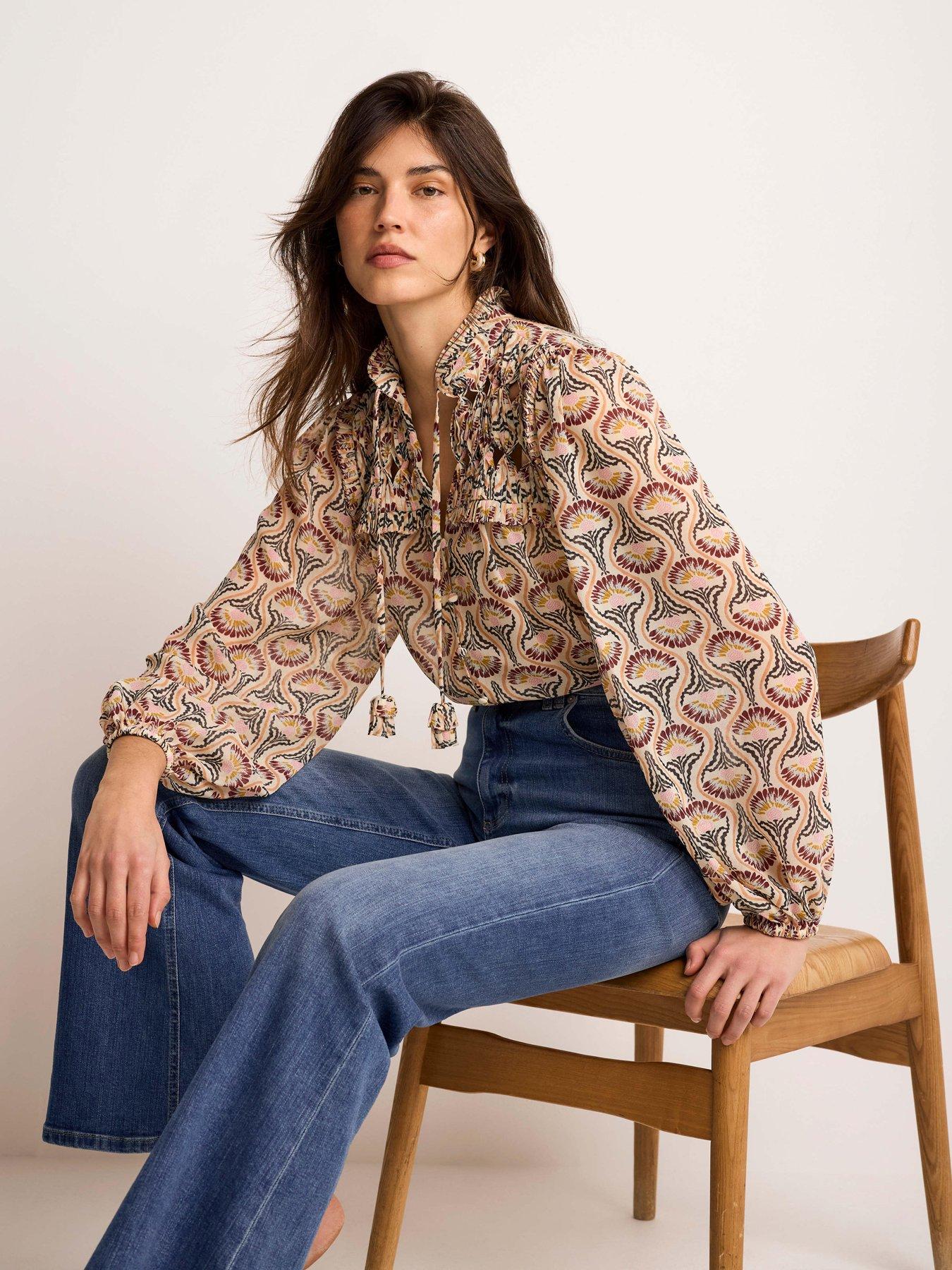 Mint Velvet Brown Floral Print Blouse