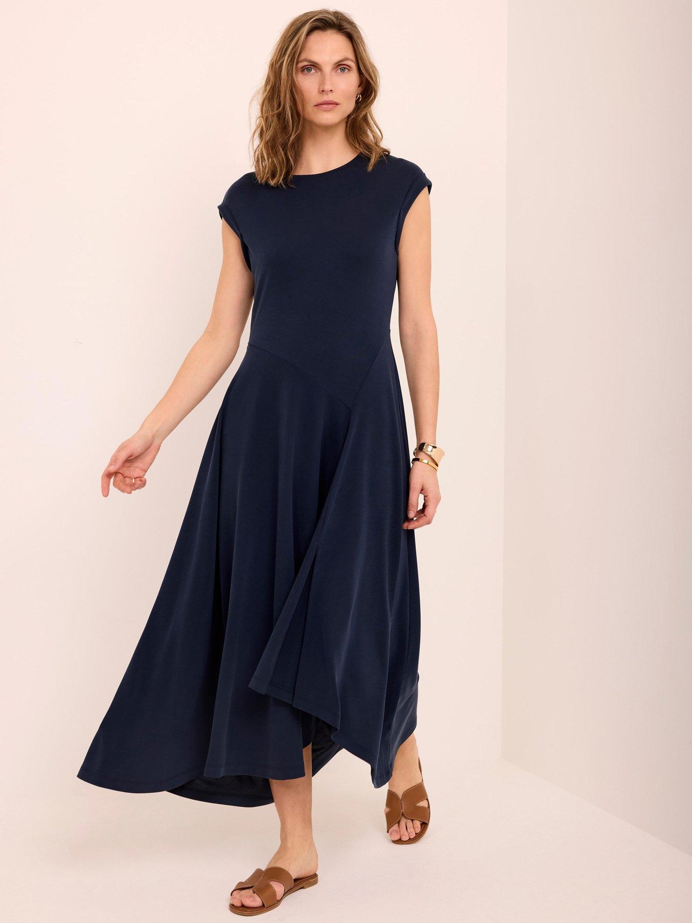 Mint Velvet Asymmetric Jersey Dress - Navy