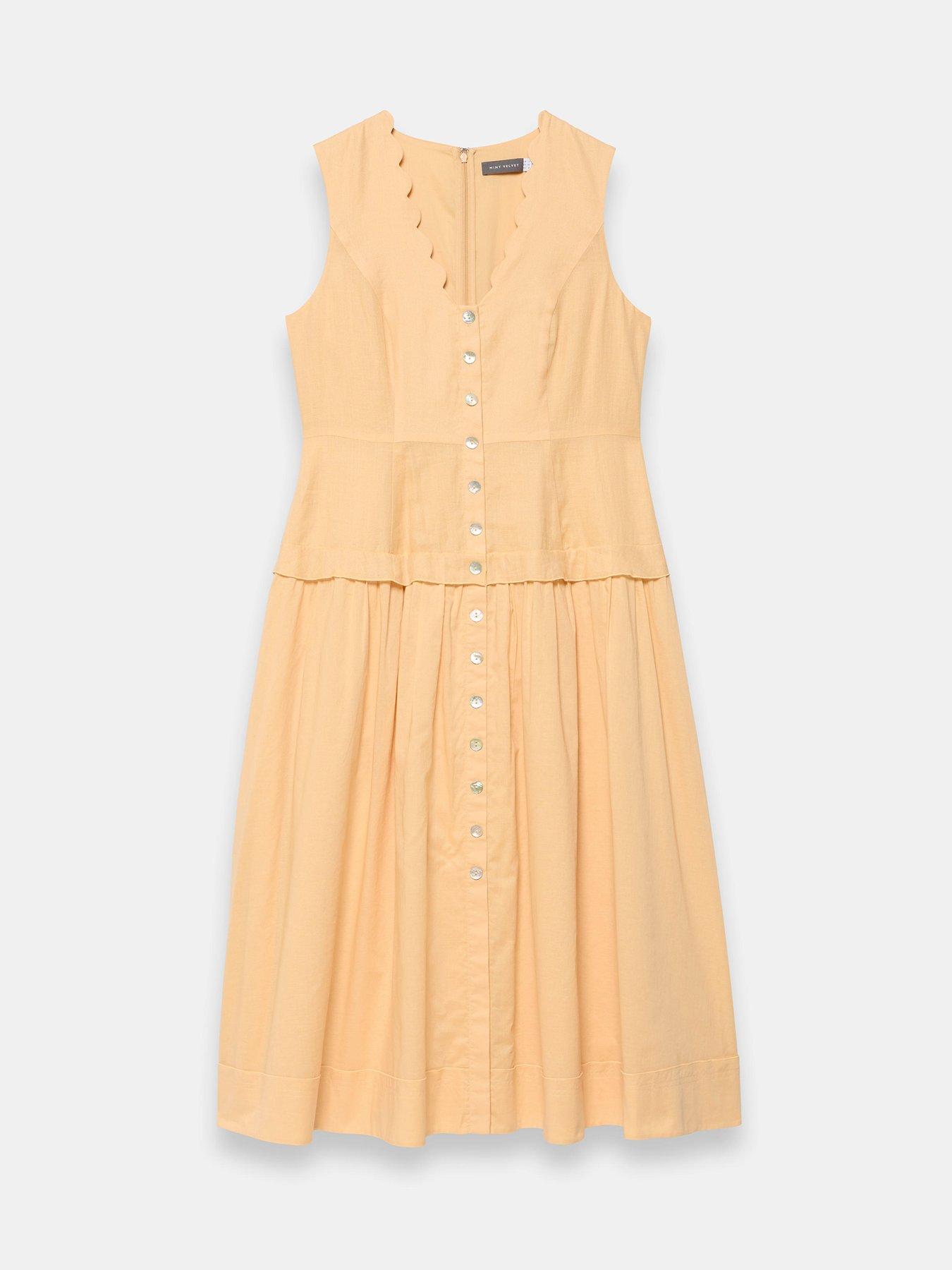 Image 5 of 6 of Mint Velvet Drop Waist Midi Dress - Yellow
