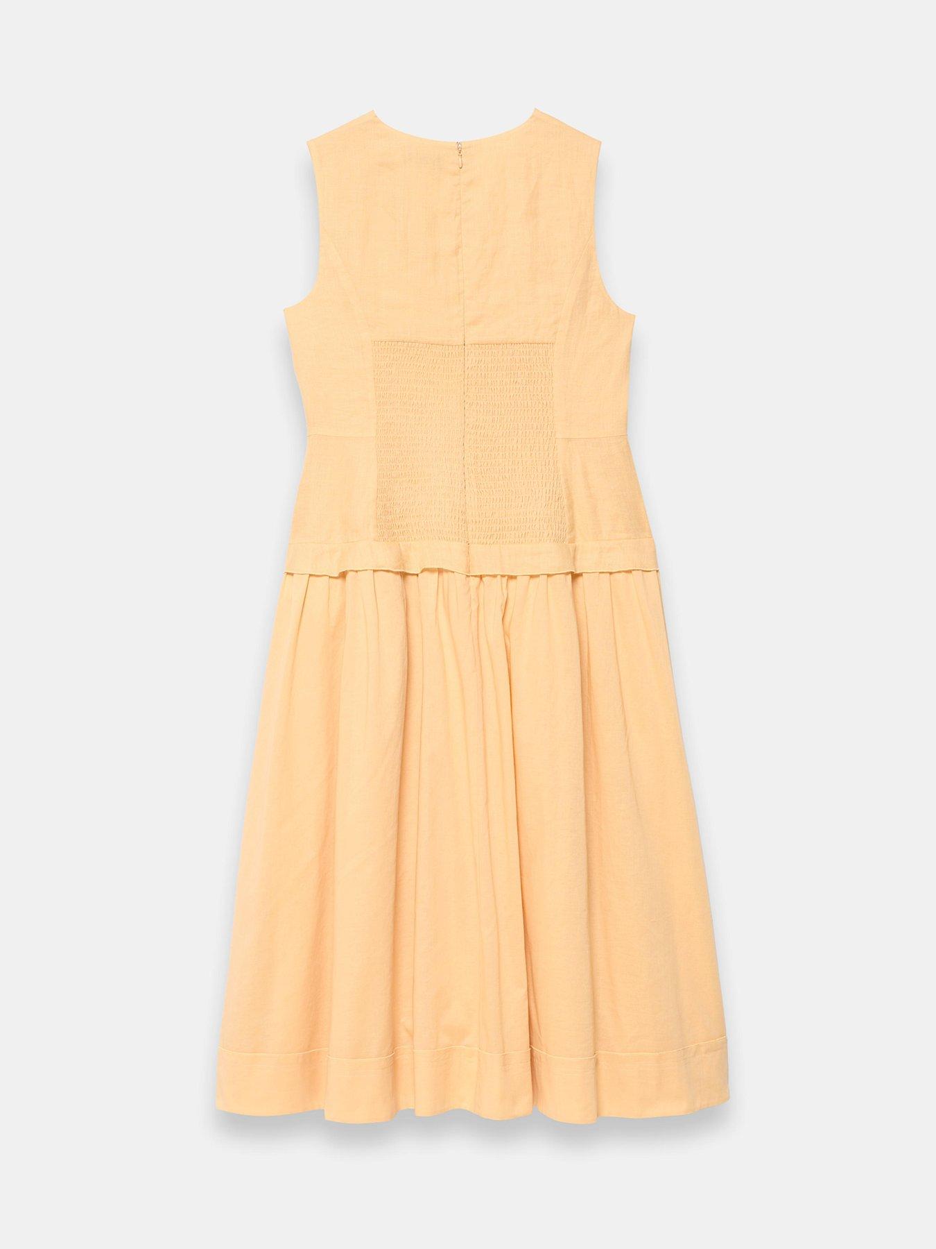 Image 6 of 6 of Mint Velvet Drop Waist Midi Dress - Yellow
