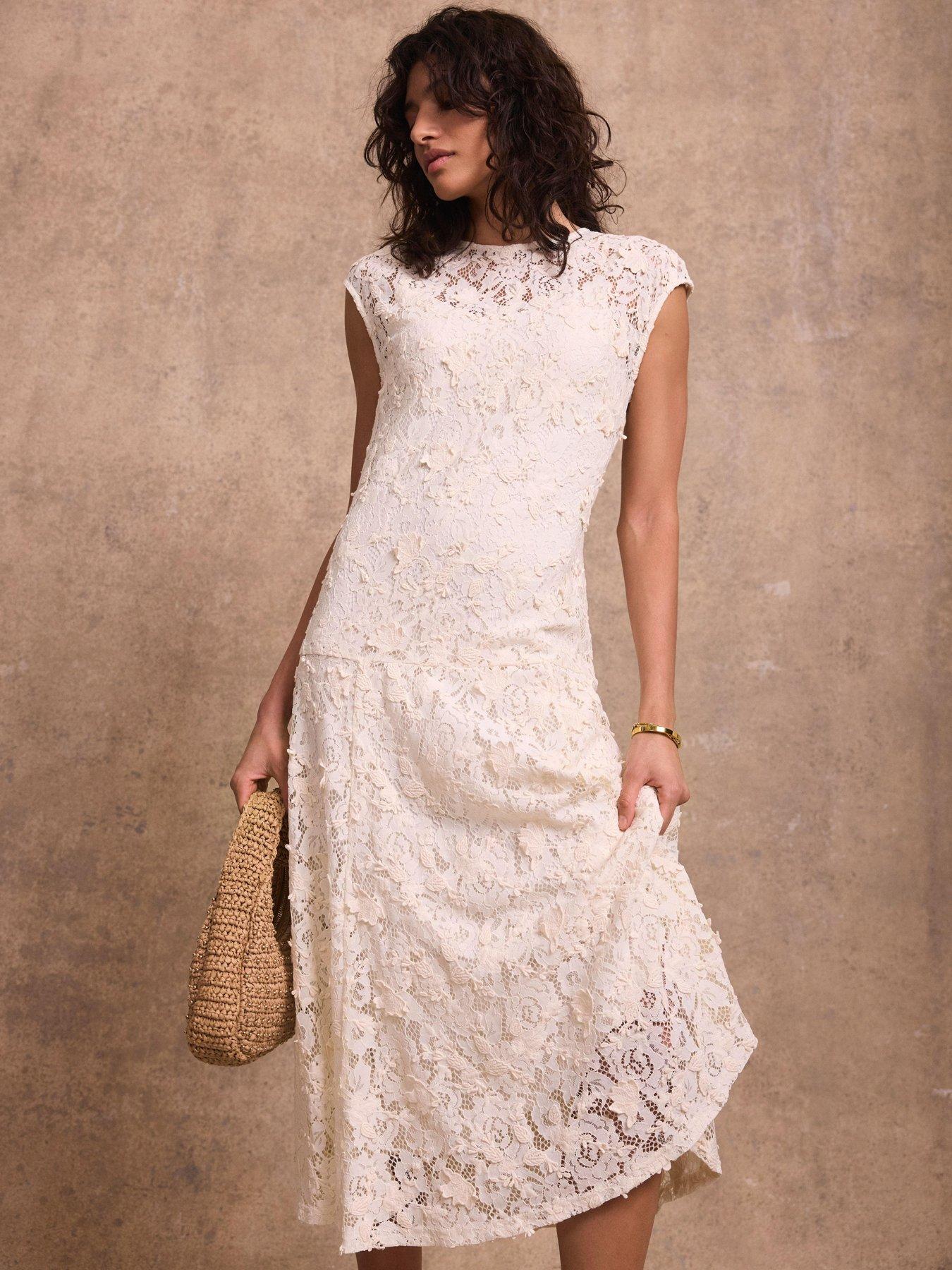 Mint Velvet Lace Midi Dress - Cream