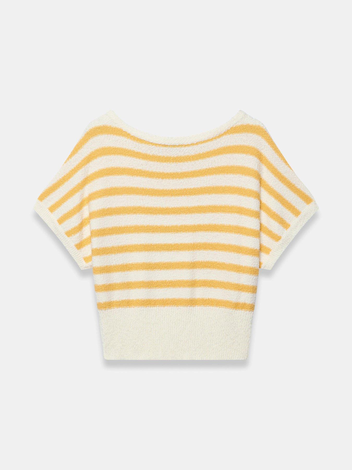 Image 5 of 6 of Mint Velvet Yellow Stripe Textured  Top