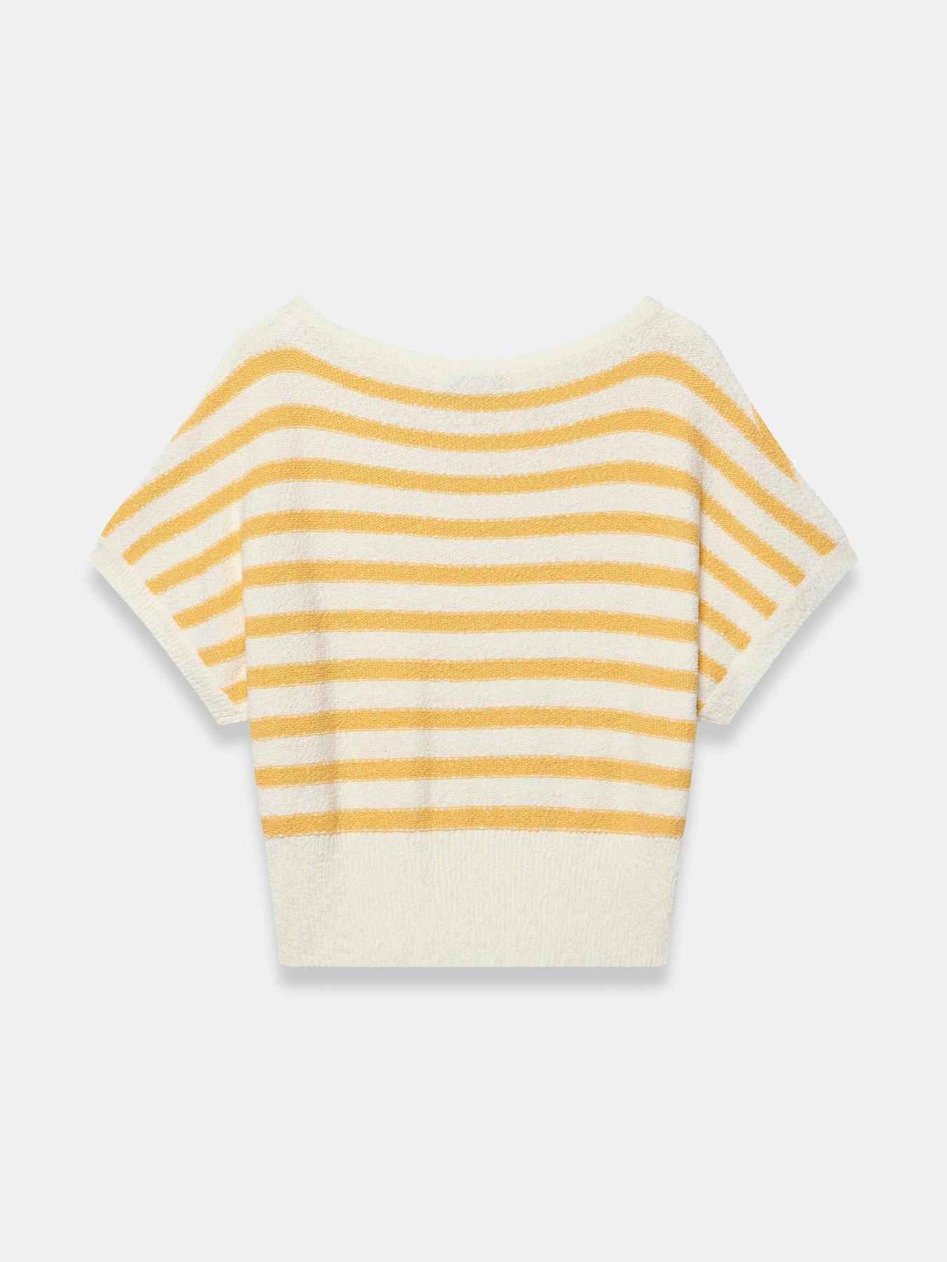 Image 6 of 6 of Mint Velvet Yellow Stripe Textured  Top