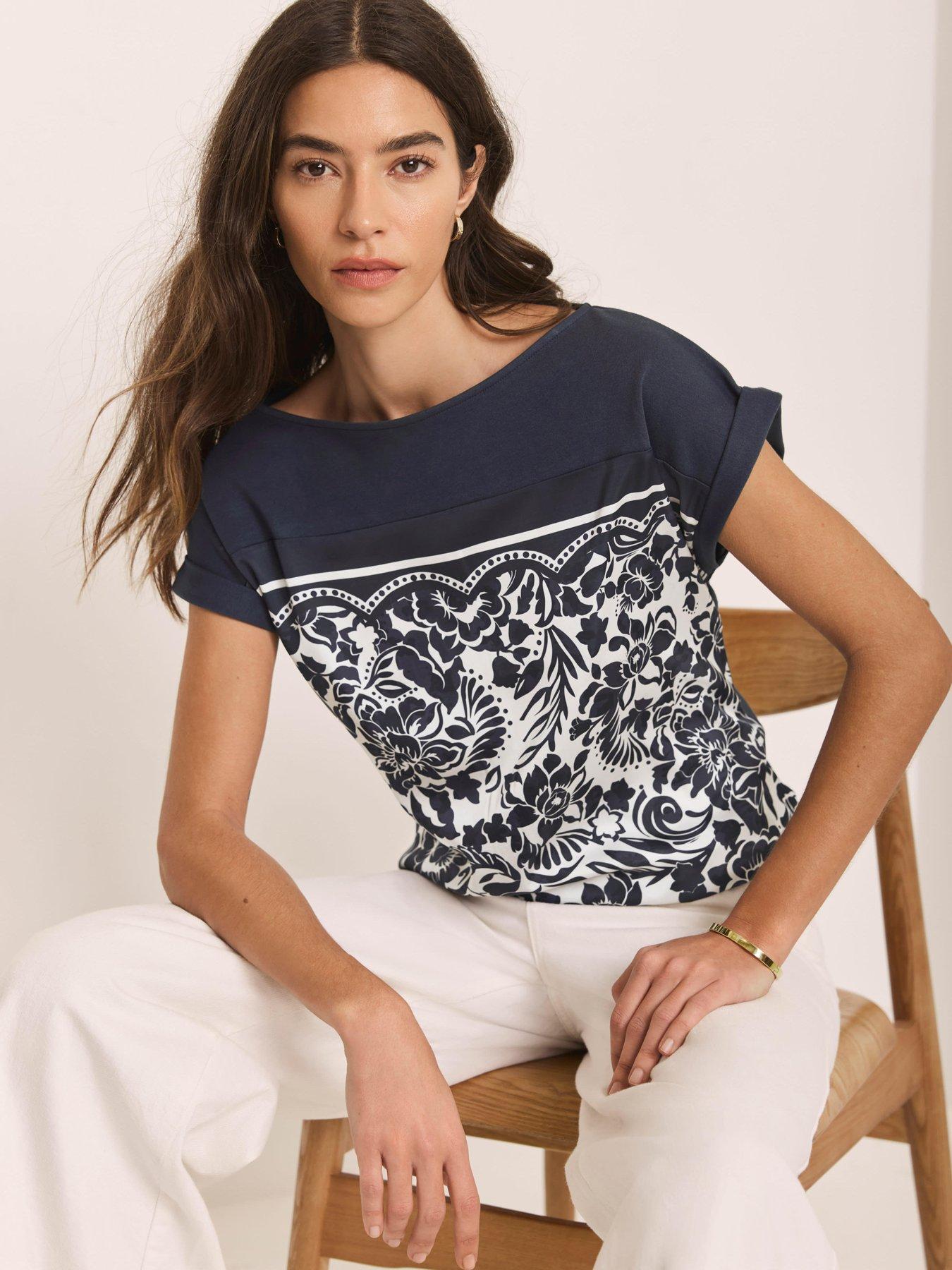 mint-velvet-navy-print-woven-mix-topstillFront