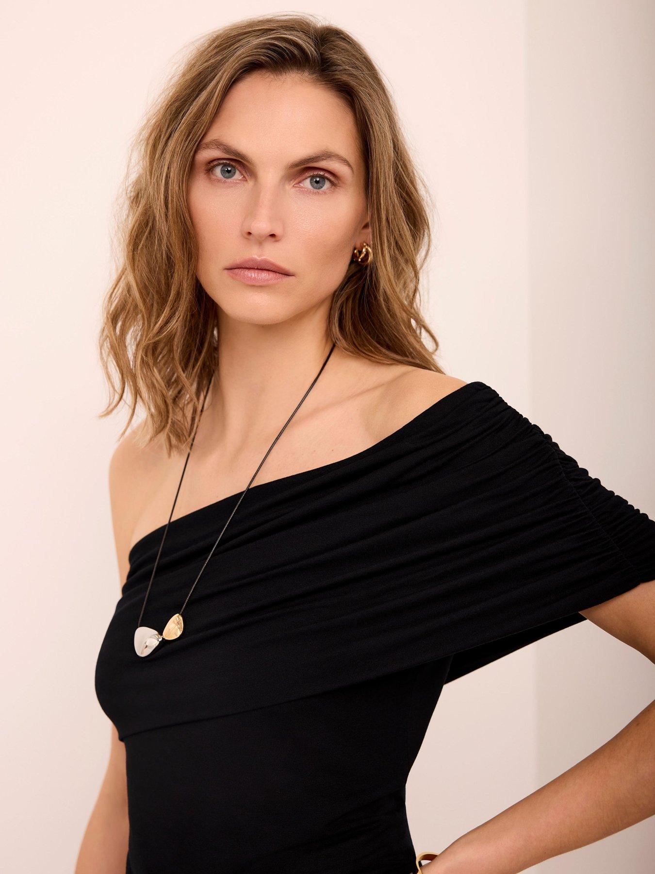 Image 2 of 6 of Mint Velvet Black One Shoulder Top