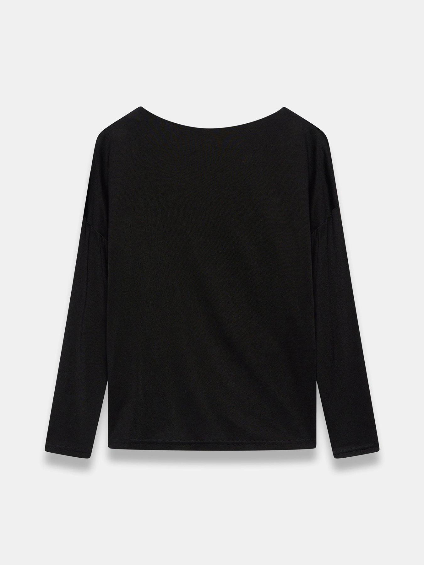 Image 6 of 6 of Mint Velvet Black Metallic Ruched Ls Top