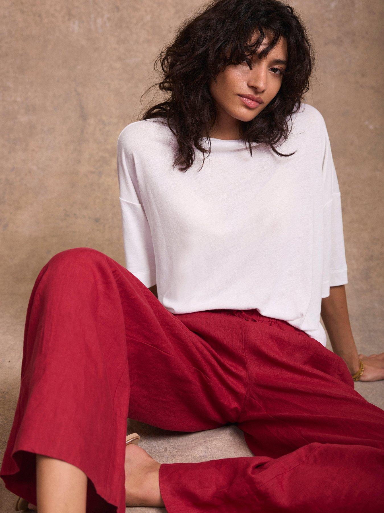 Image 3 of 6 of Mint Velvet Linen Blend T-Shirt -Ivory