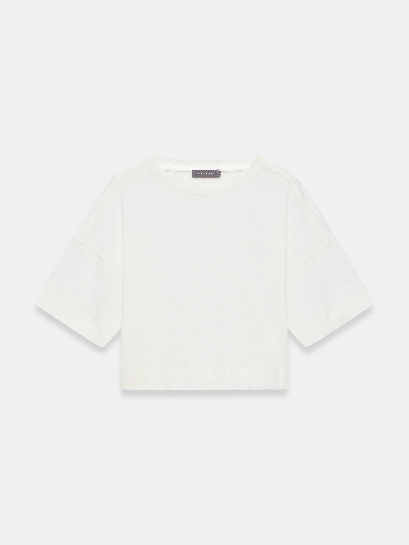 Image 5 of 6 of Mint Velvet Linen Blend T-Shirt -Ivory