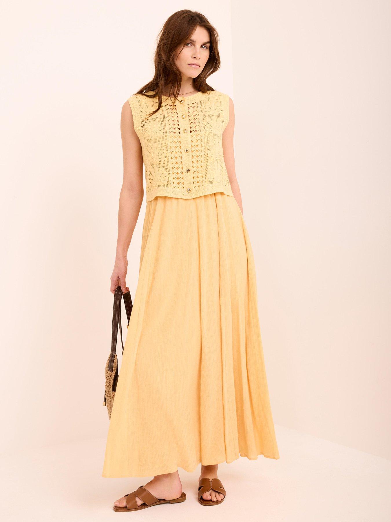 Image 2 of 6 of Mint Velvet Yellow Shell Crochet Dress
