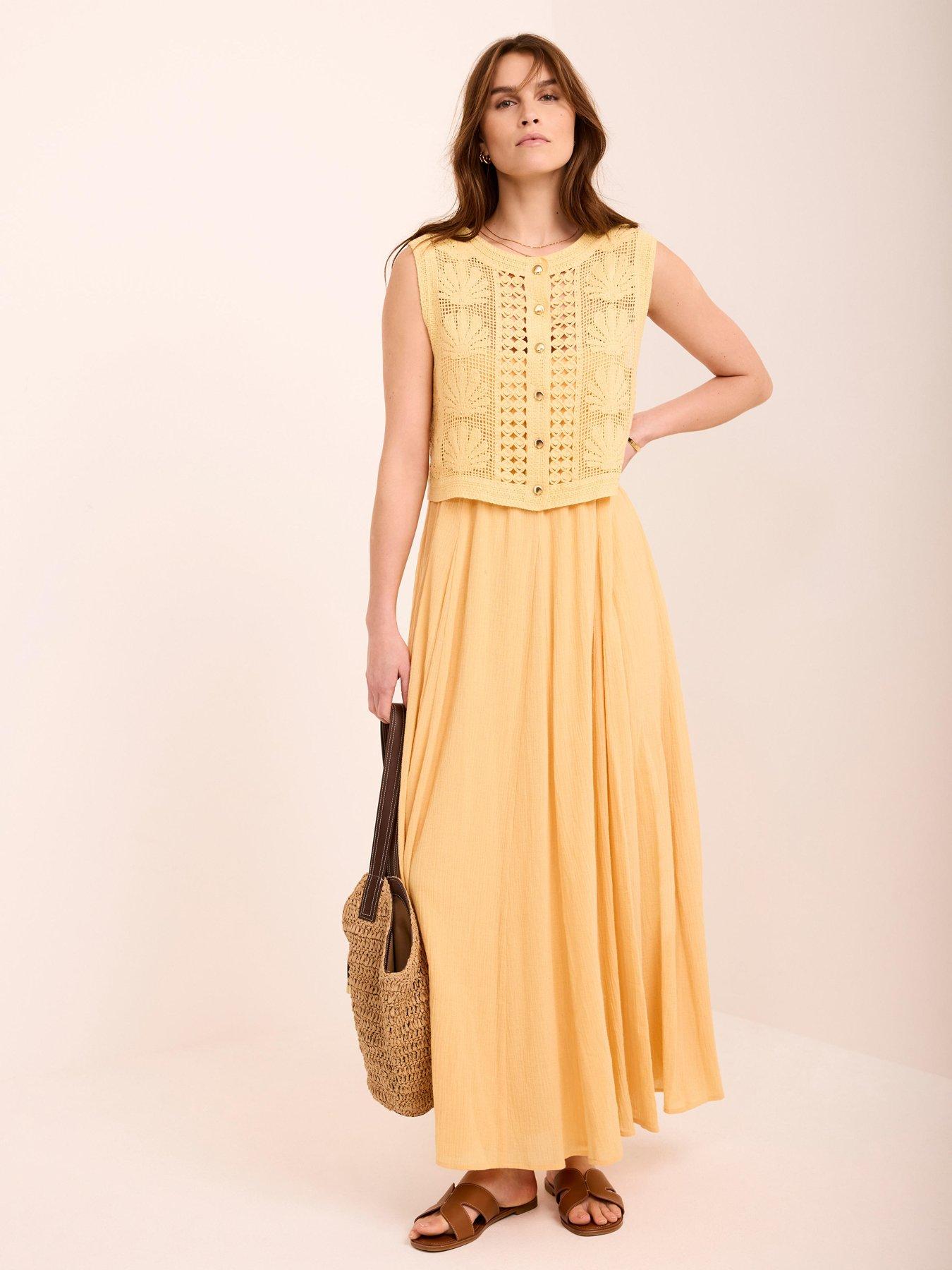 Image 4 of 6 of Mint Velvet Yellow Shell Crochet Dress