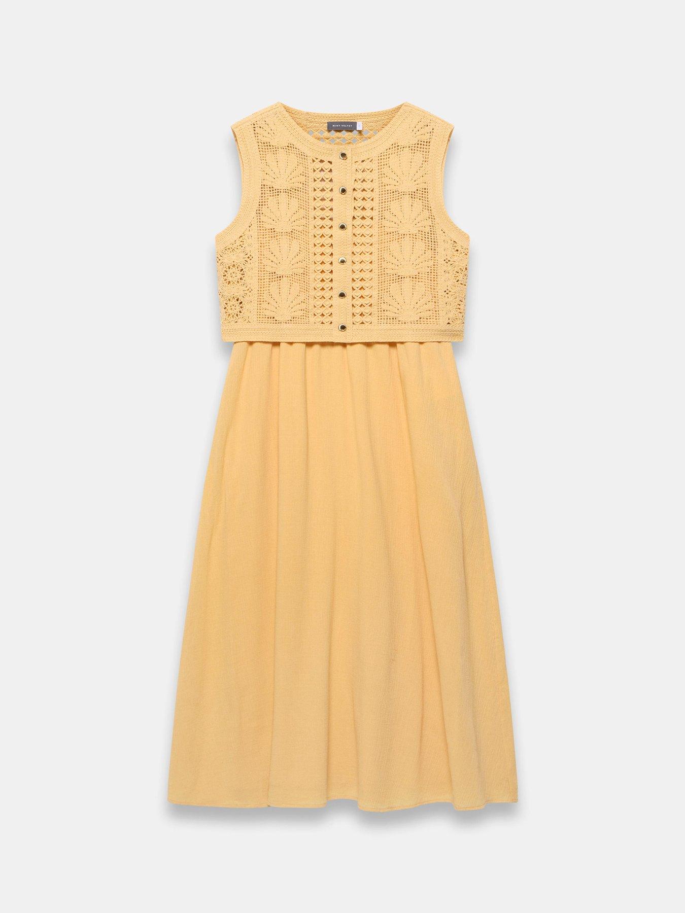 Image 5 of 6 of Mint Velvet Yellow Shell Crochet Dress