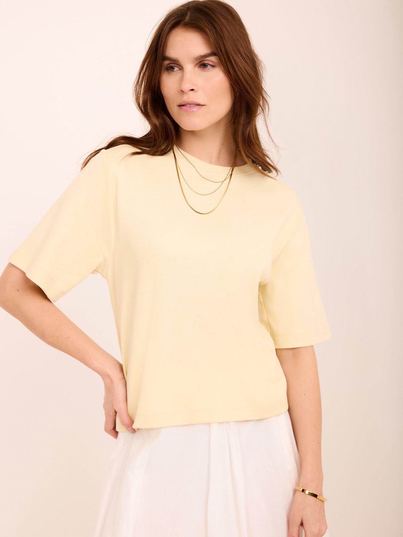 Image 1 of 6 of Mint Velvet Ultimate Cotton T-Shirt - Yellow