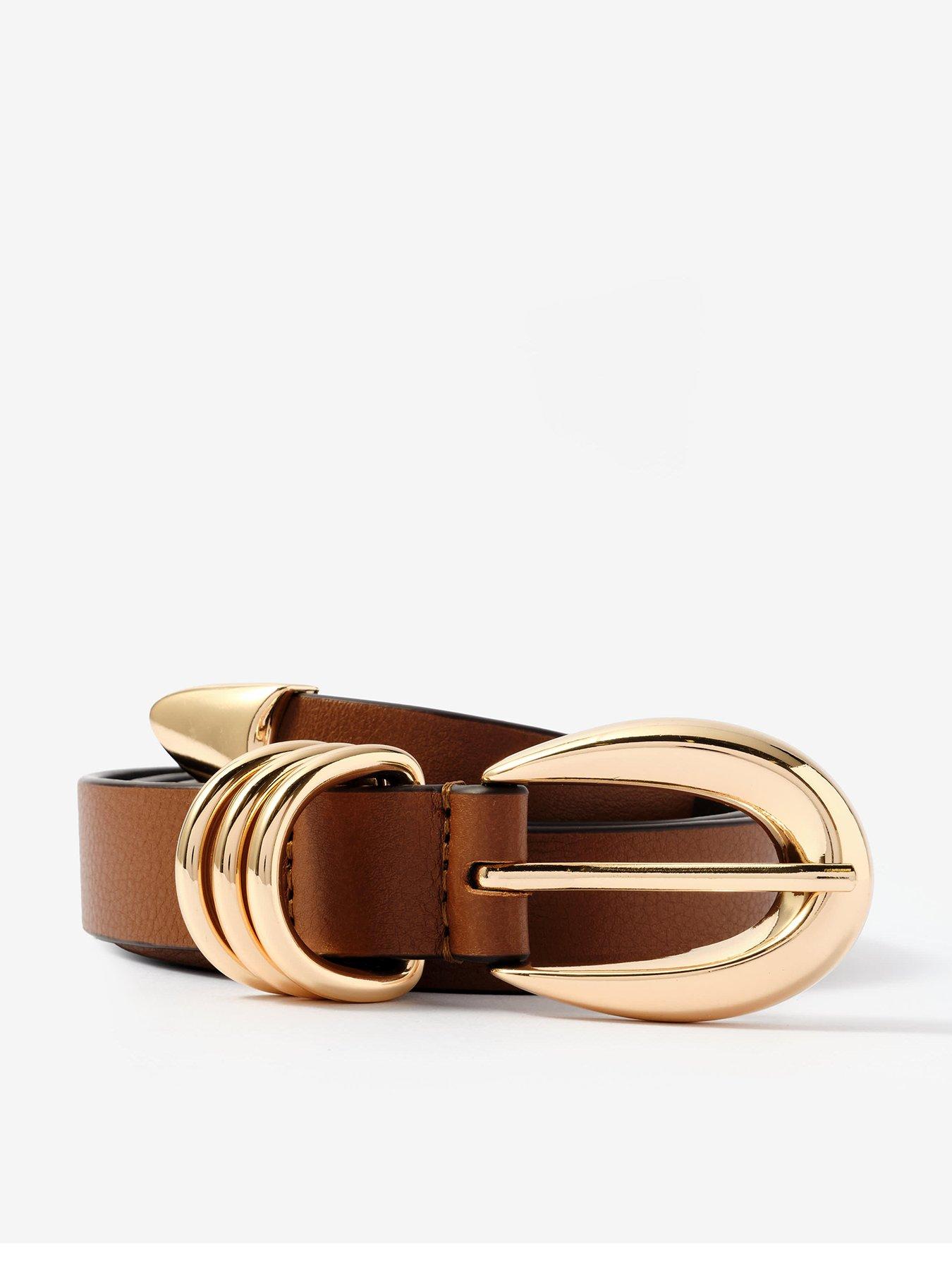 Mint Velvet Chunky Keeper Buckle Belt - Brown