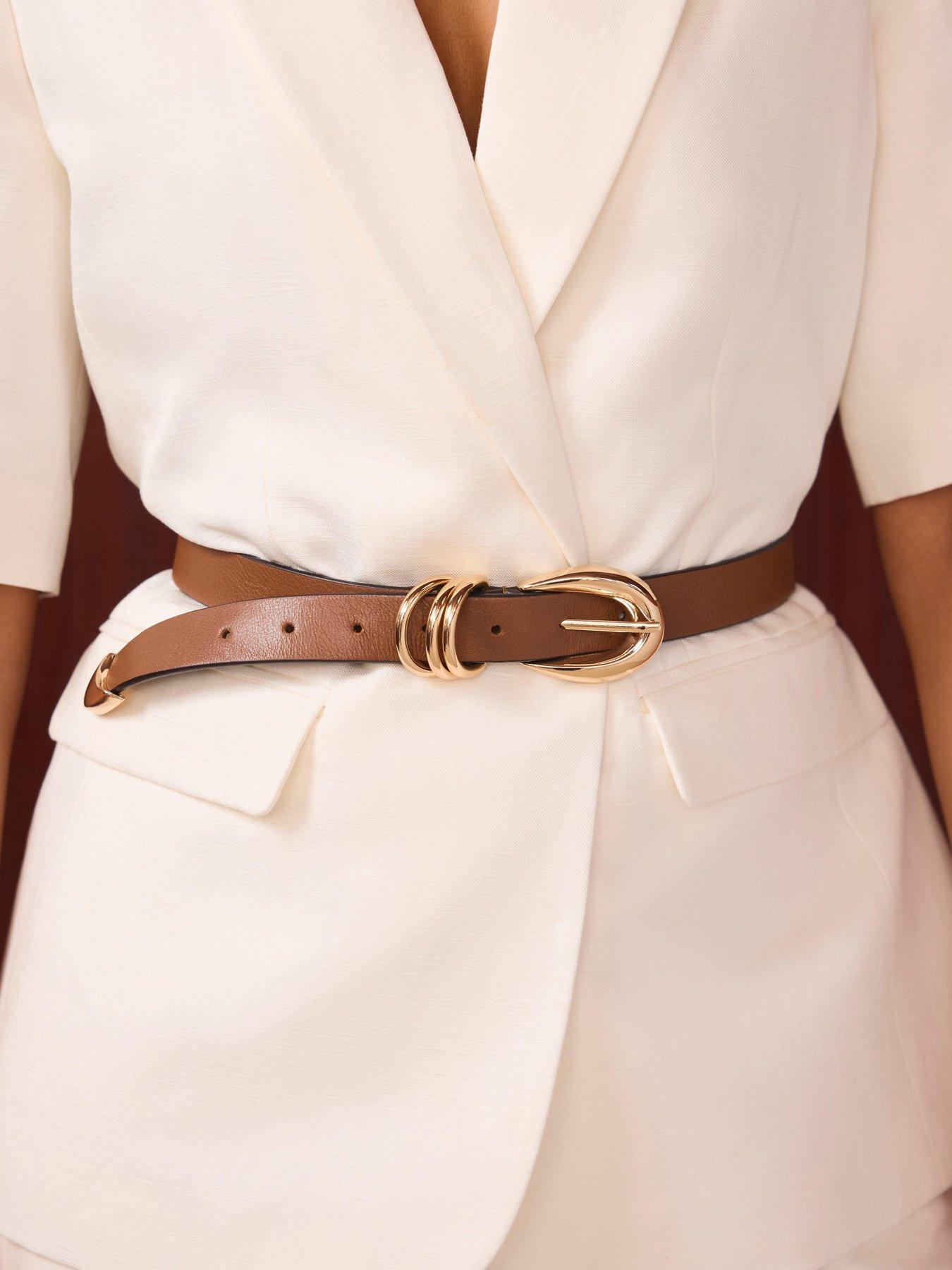 Image 2 of 4 of Mint Velvet Chunky Keeper Buckle Belt - Brown