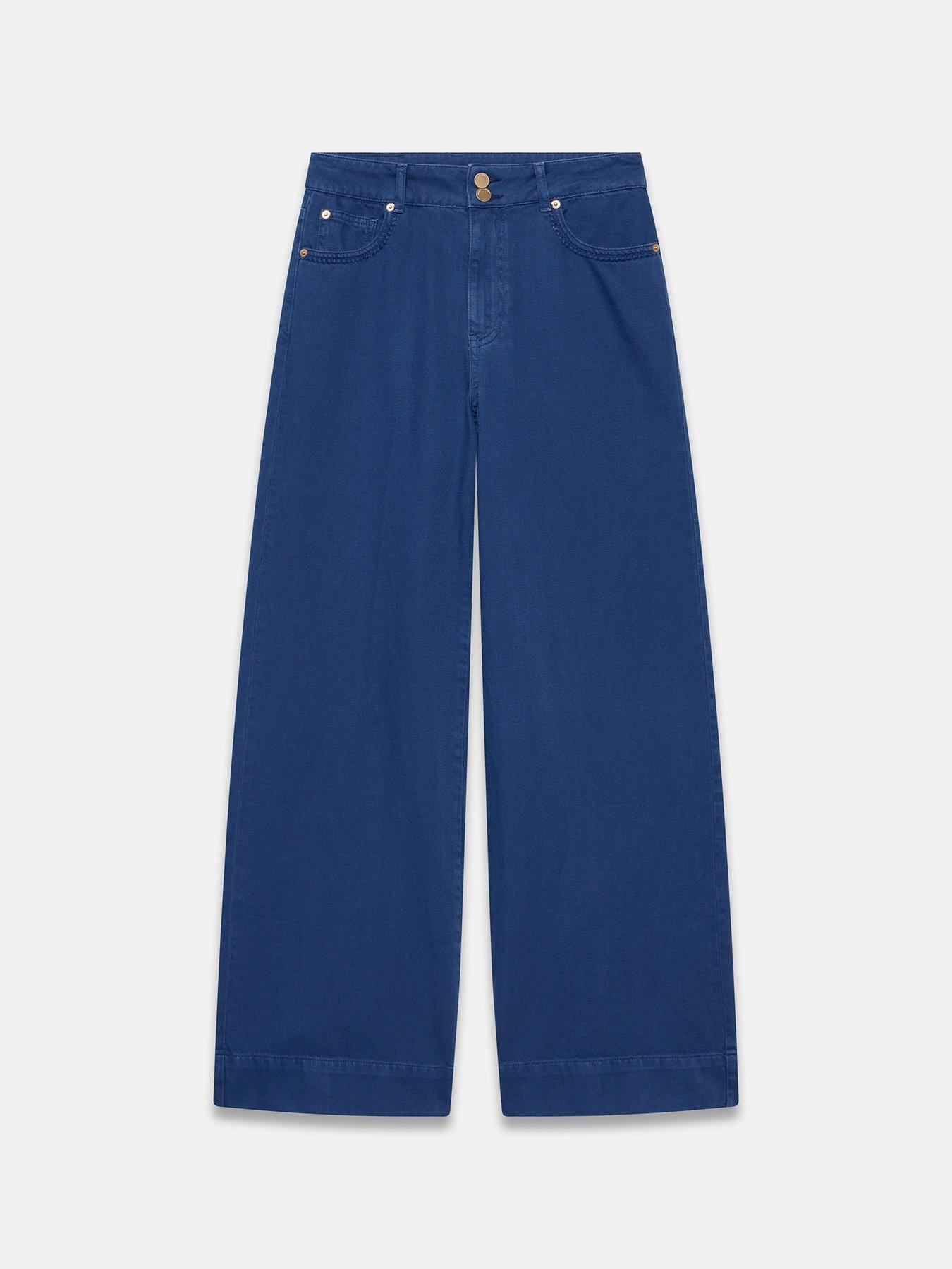 Image 5 of 6 of Mint Velvet Washed Cobalt Wide Jean