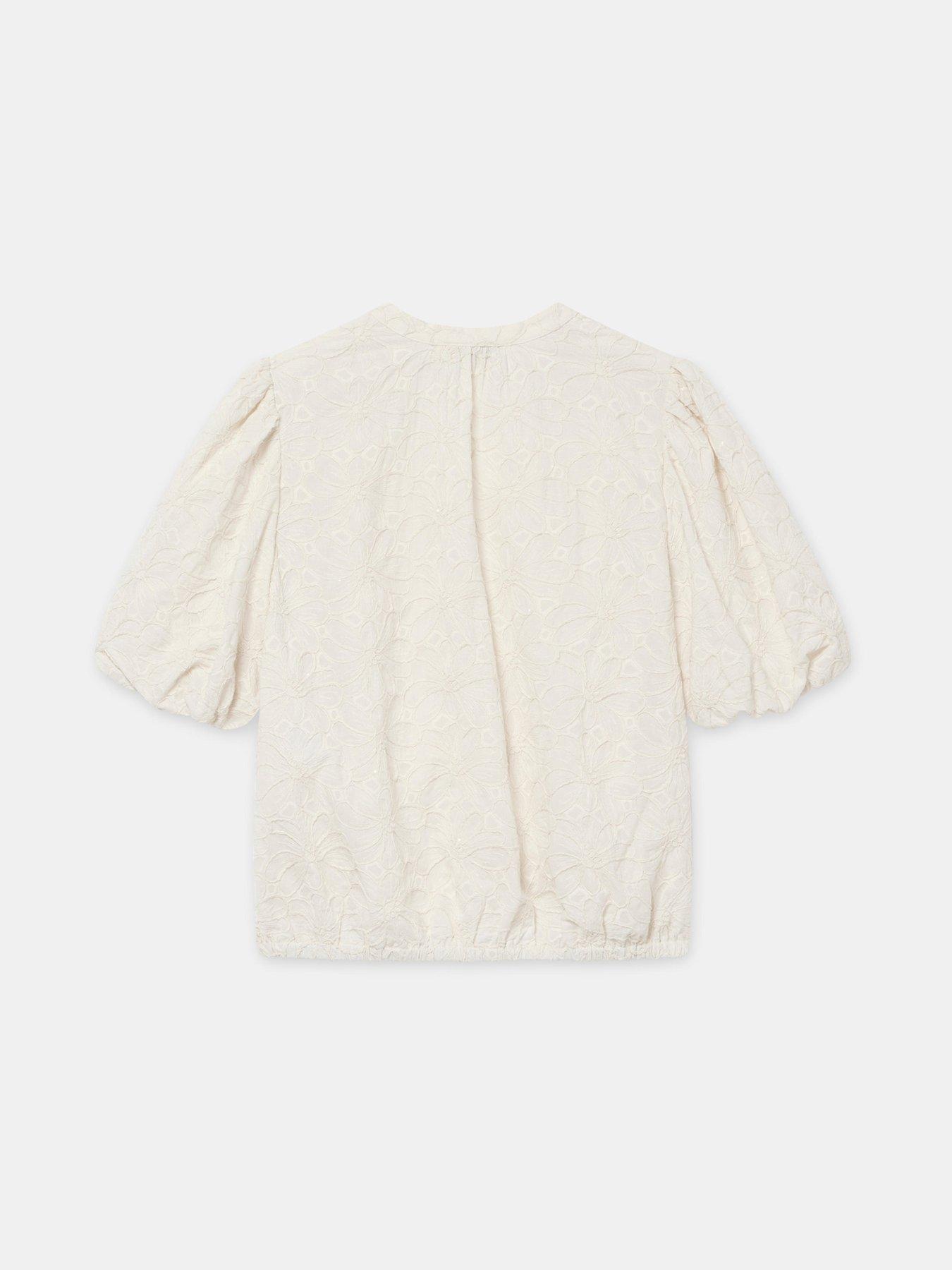 Image 6 of 6 of Mint Velvet Ivory Textured Floral Top