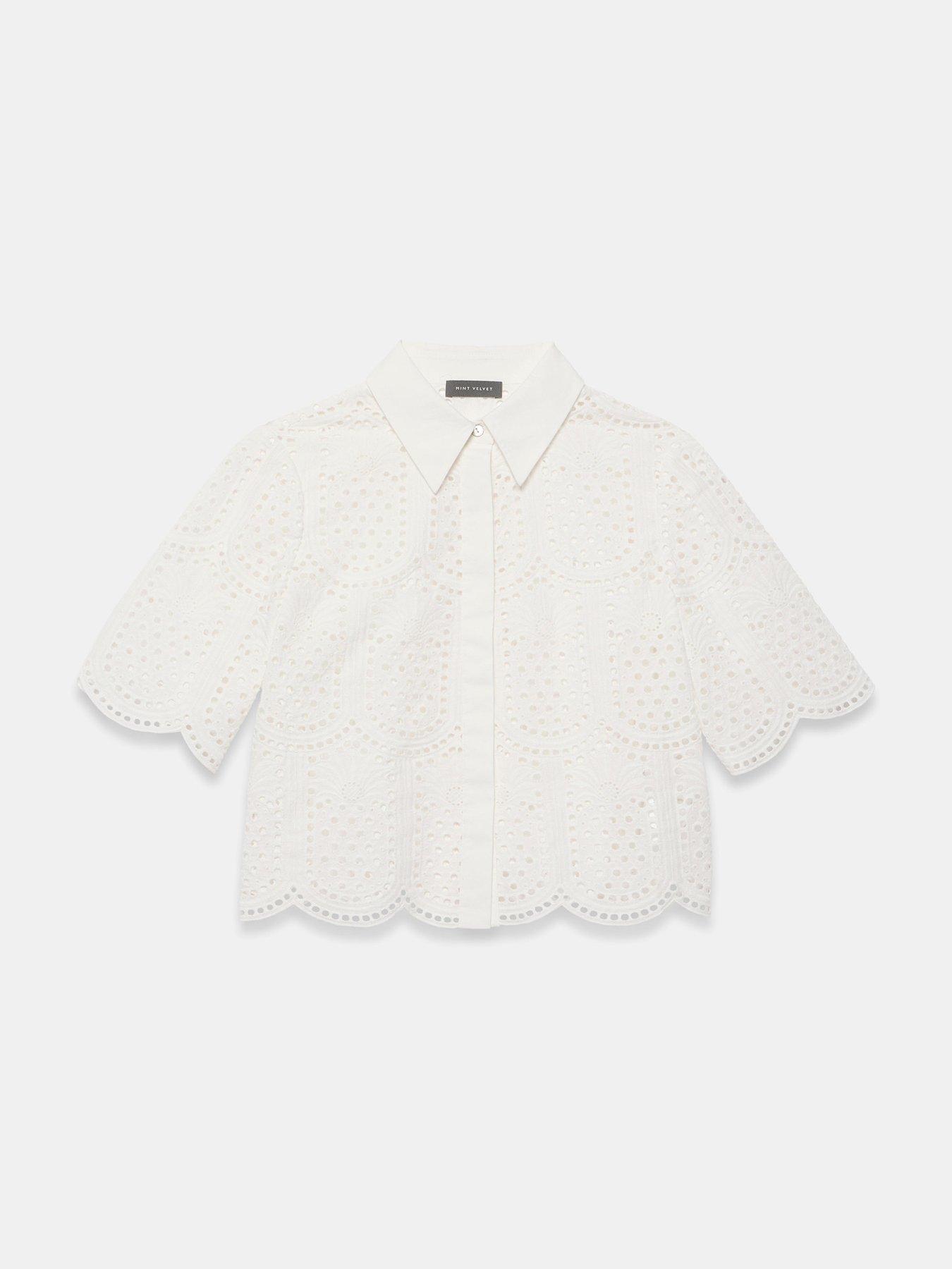 Image 5 of 6 of Mint Velvet Broderie Shirt - Ivory